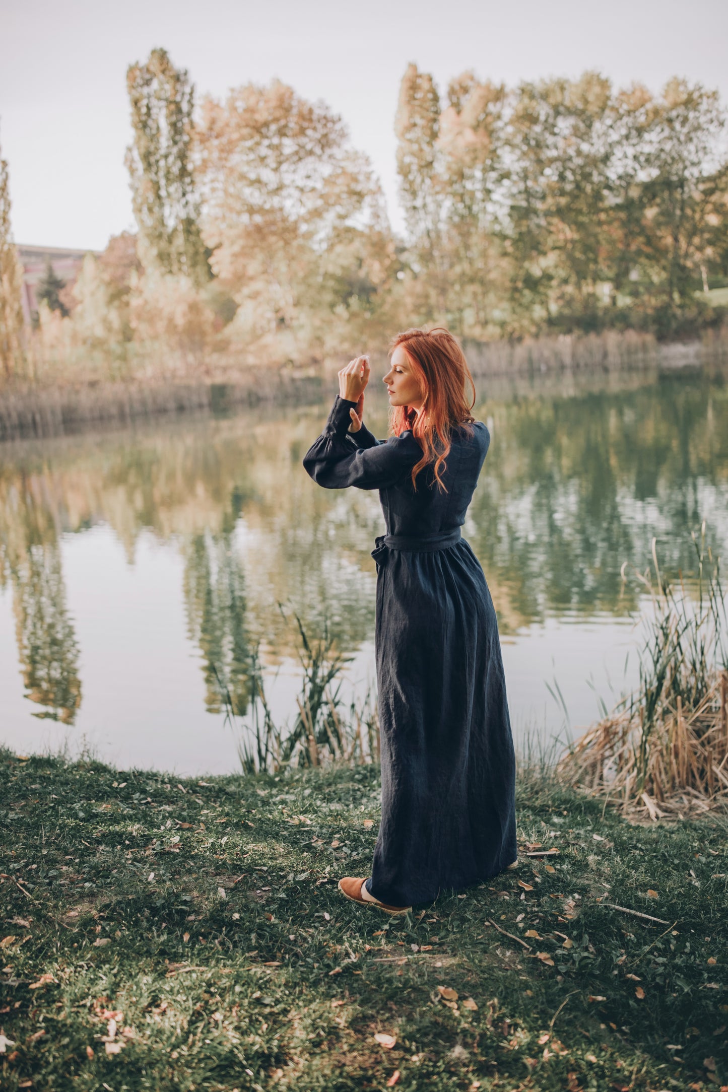 Wrap Linen Dress with Tie Waist, VisibleArtShop