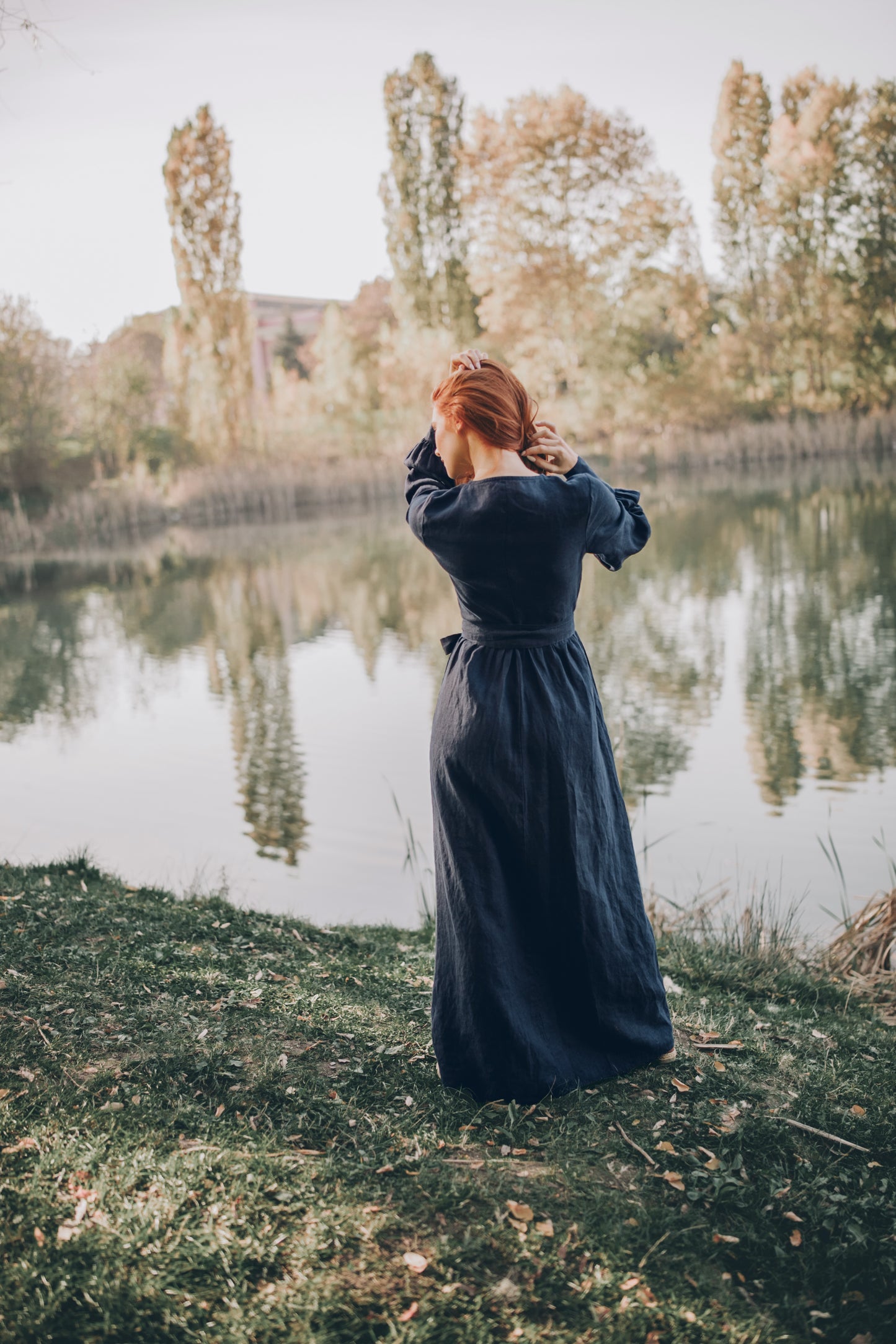 Wrap Linen Dress with Tie Waist, VisibleArtShop