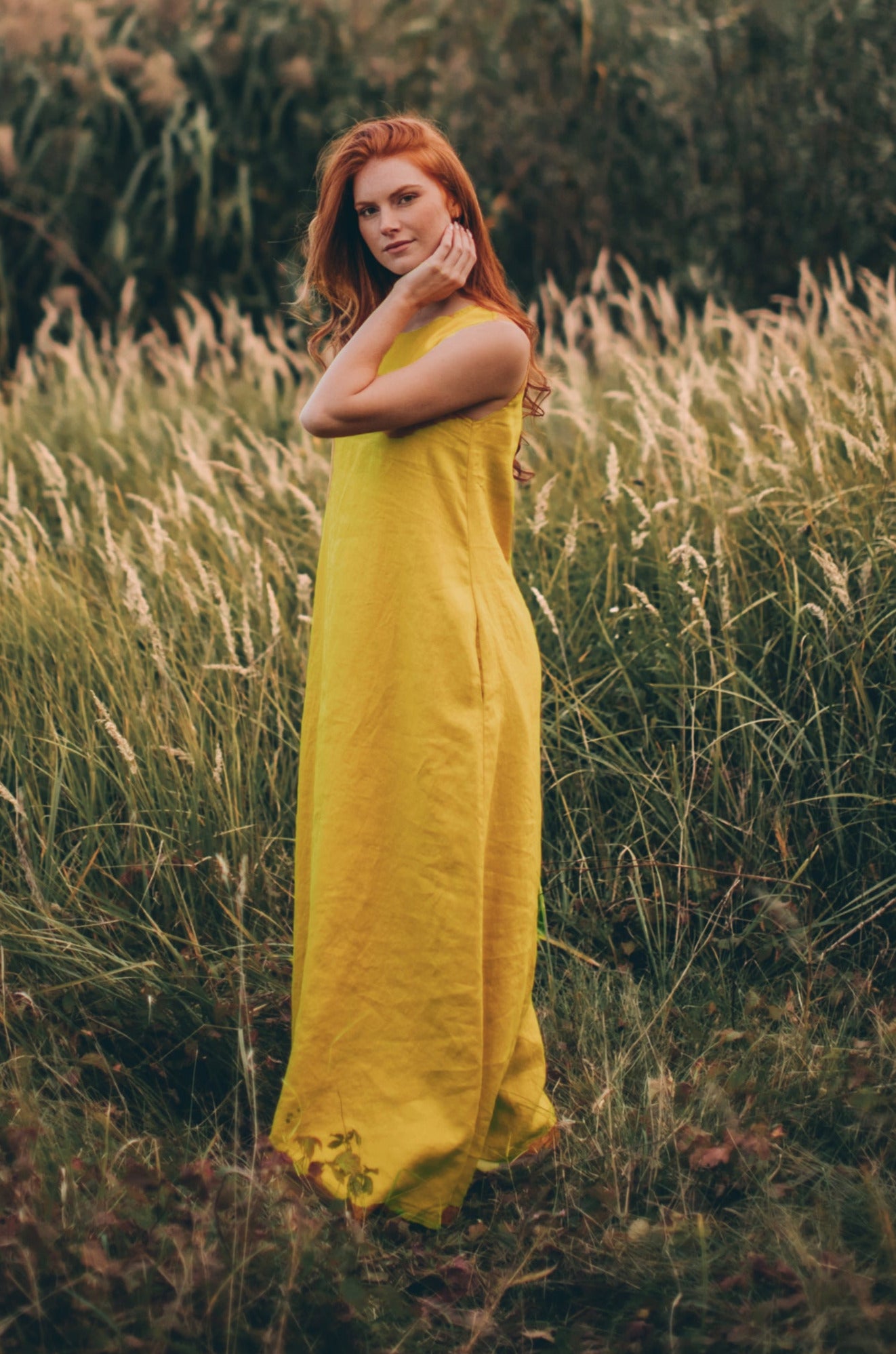 elegant minimalist dress Mustard Yellow Dress - Summer Linen Dress - Minimalist Linen Dress for Women - Linen Romantic Dress - Linen Maxi Dress