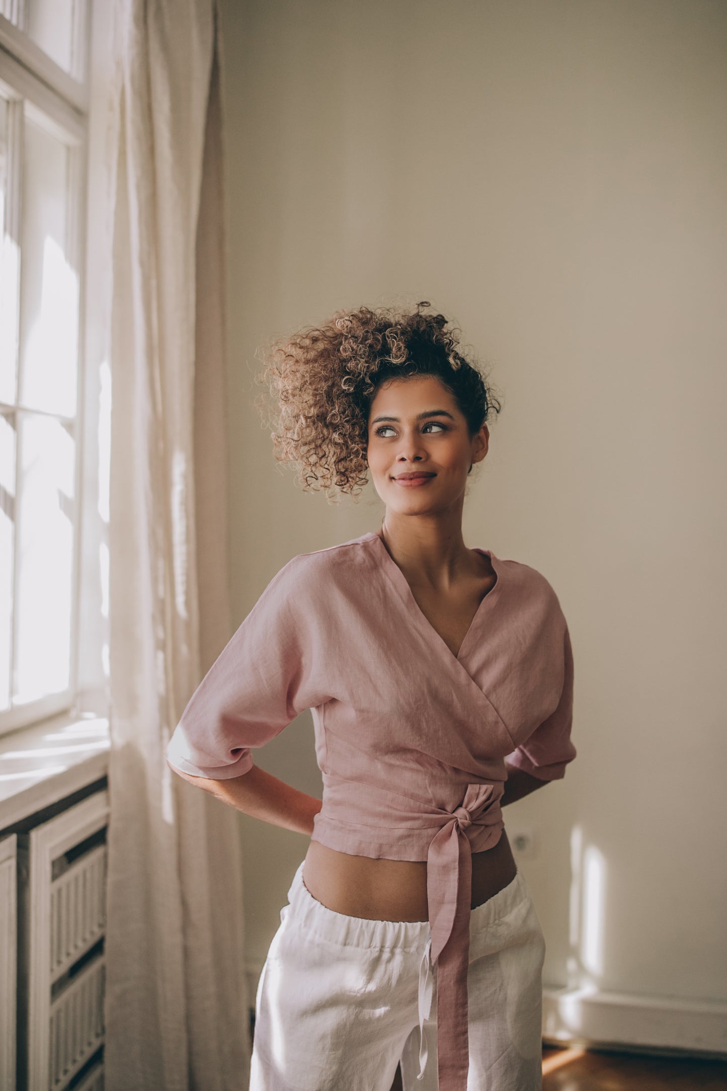 Minimalist Linen Wrap Top, VisibleArtShop