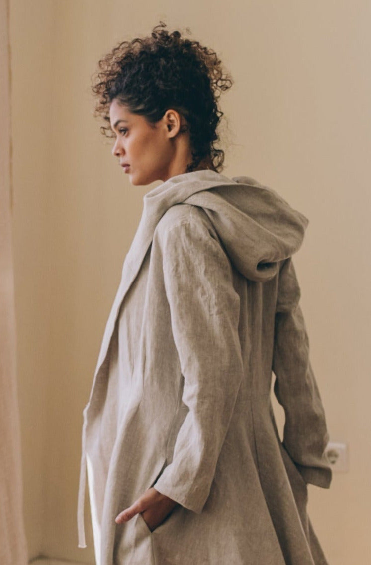 Midi Length Summer Linen Coat, VisibleArtShop