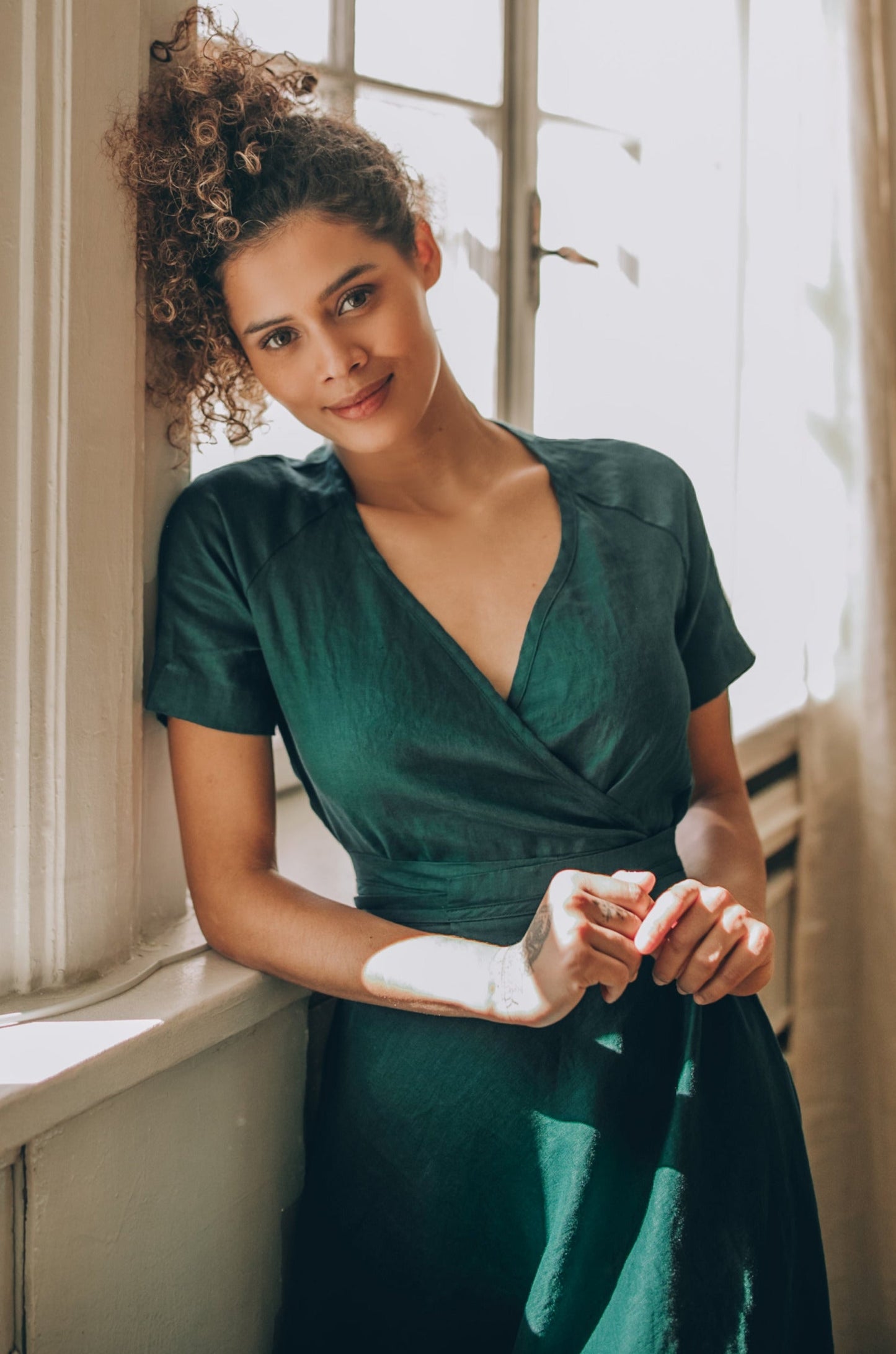 Midi Length Linen Wrap Dress, VisibleArtShop