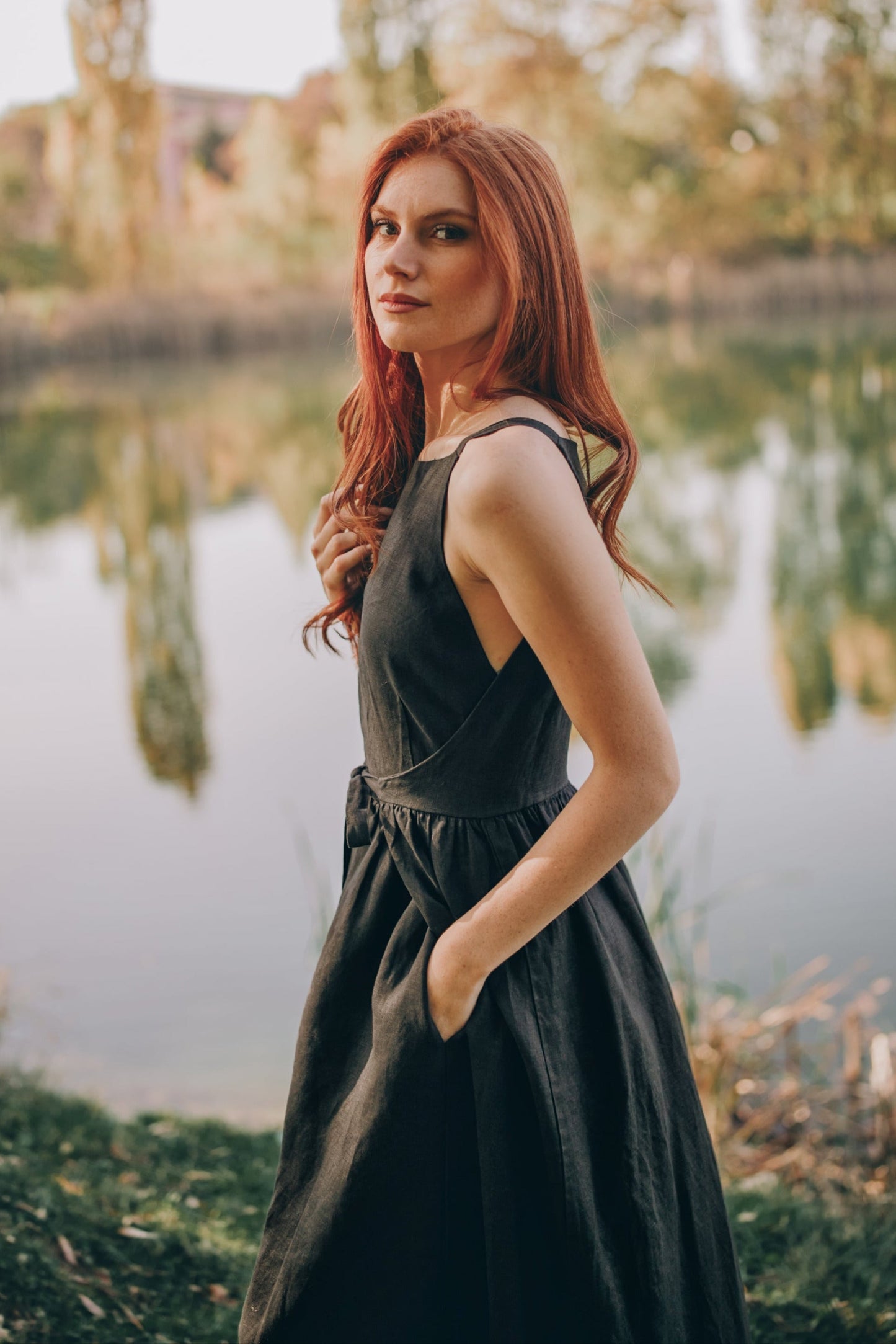 Double Wrap Linen Maxi Dress, VisibleArtShop