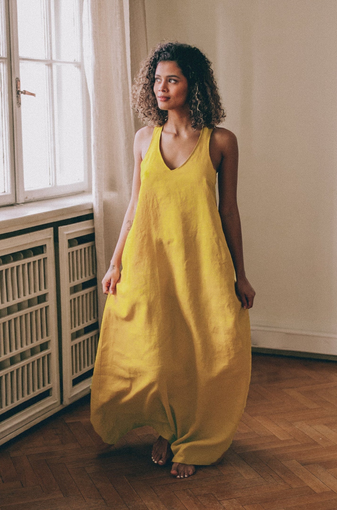 Mustard Linen Dress with Pockets, Linen Maxi Dress, Summer Maxi Dress for Women, Sleeveless Linen Dress, Linen Minimalist Dress, XL / Military Mustard Linen Dress with Pockets, Linen Maxi Dress, Summer Maxi Dress for Women, Sleeveless Linen Dress, Linen Minimalist Dress, XL / Military