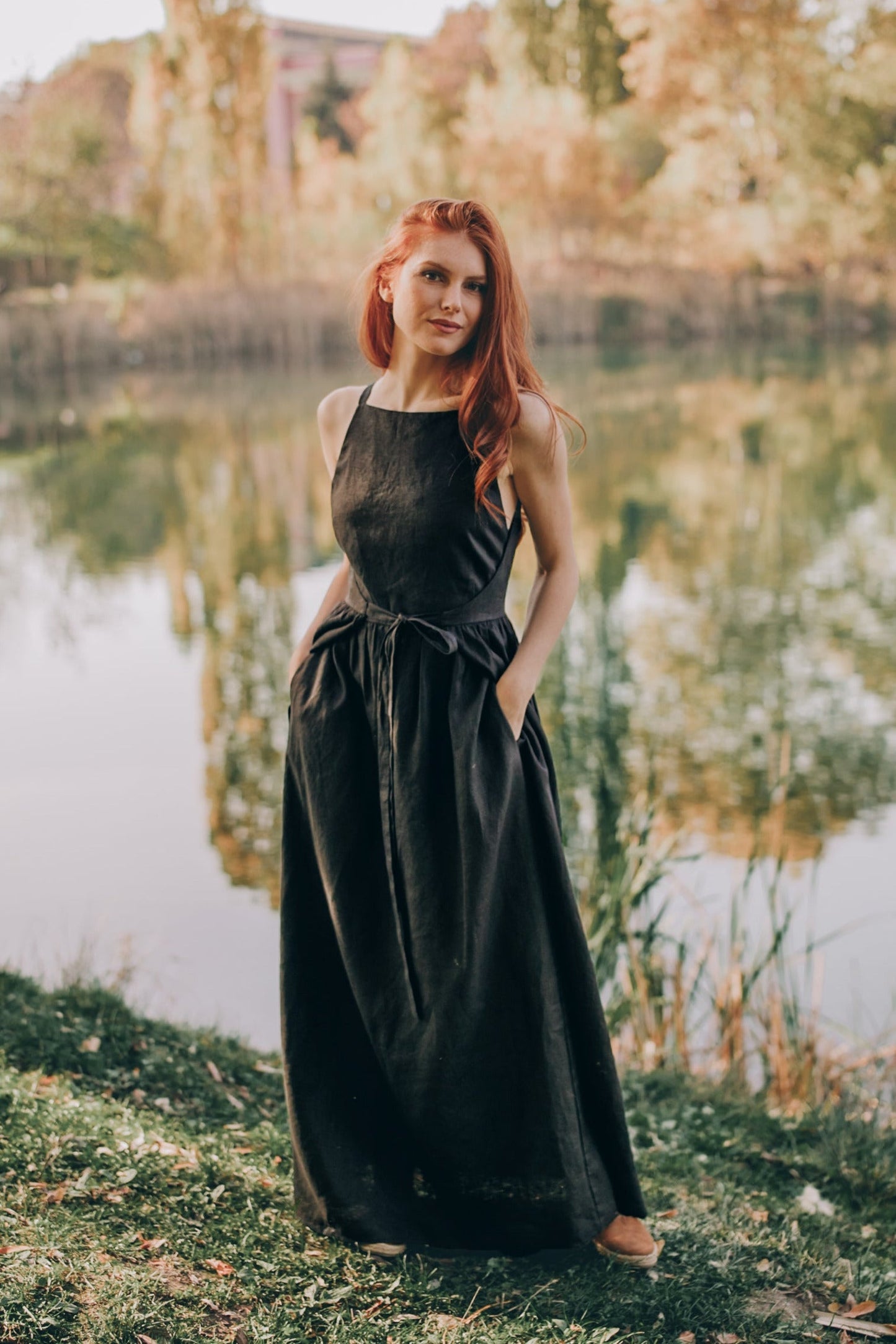 Double Wrap Linen Maxi Dress, VisibleArtShop