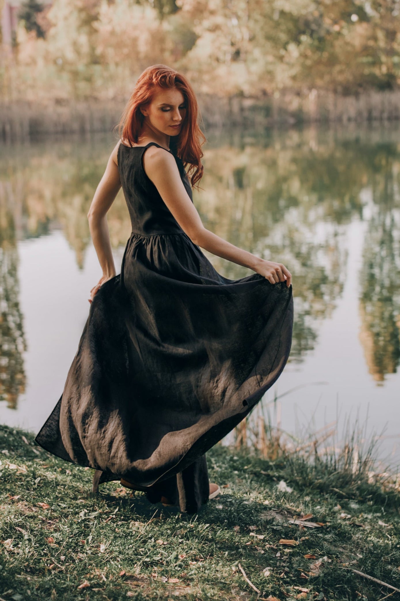 Double Wrap Linen Maxi Dress, VisibleArtShop