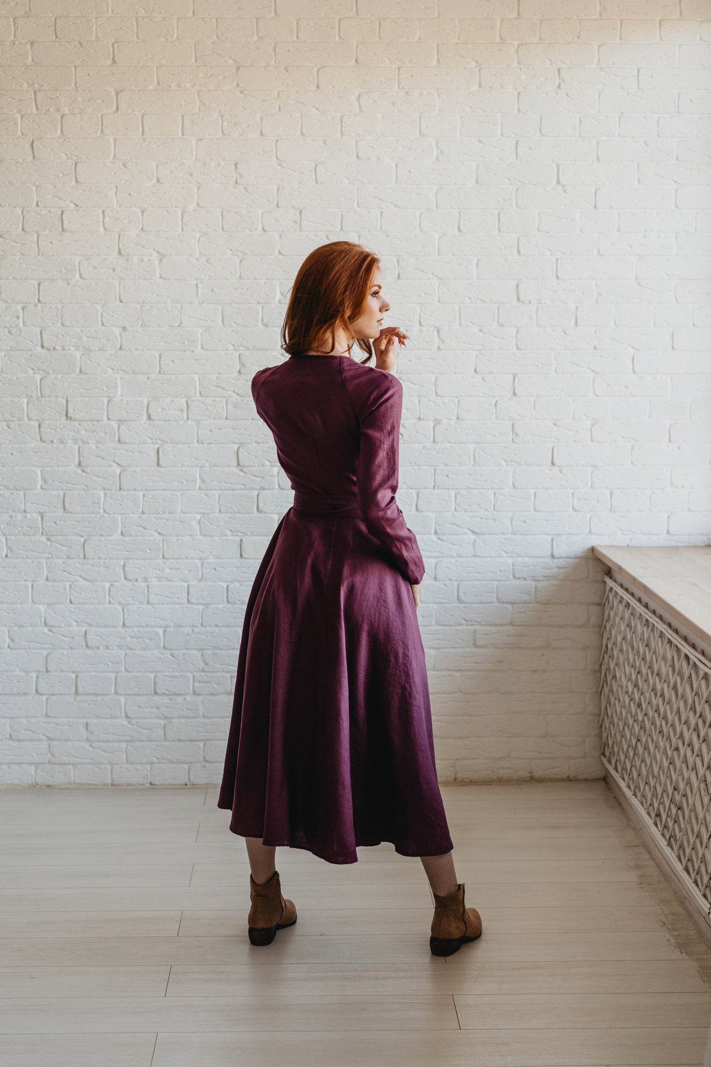 Linen A-Line Midi Dress, VisibleArtShop