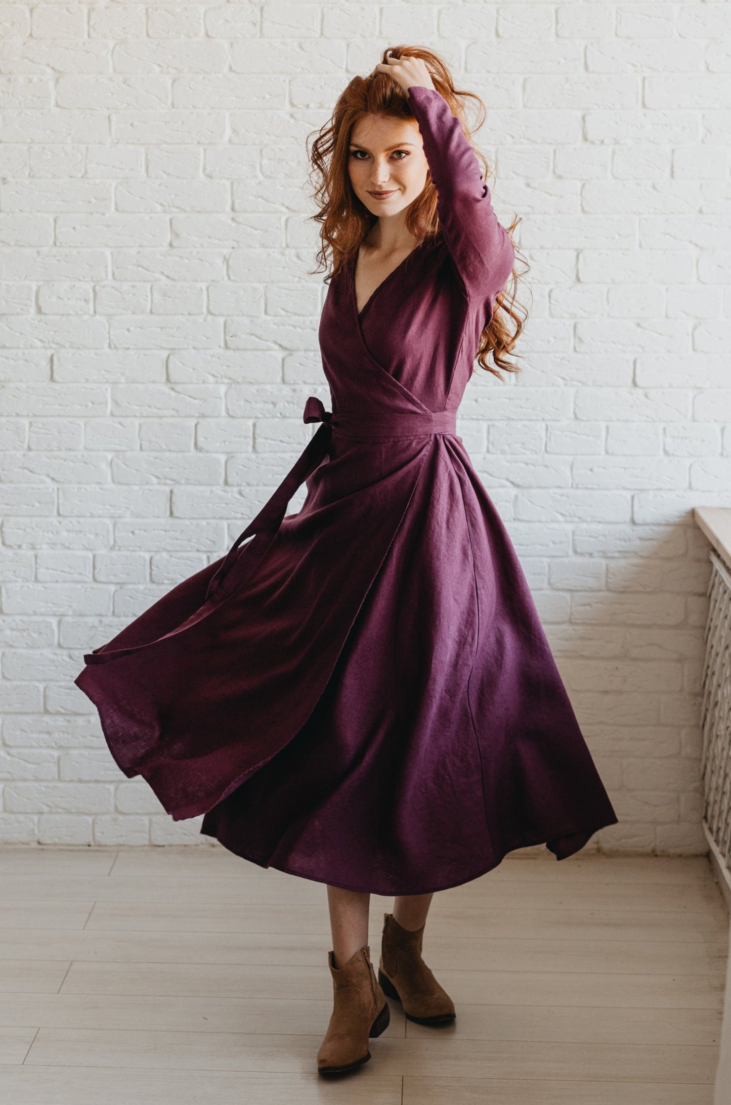 Linen A-Line Midi Dress, VisibleArtShop