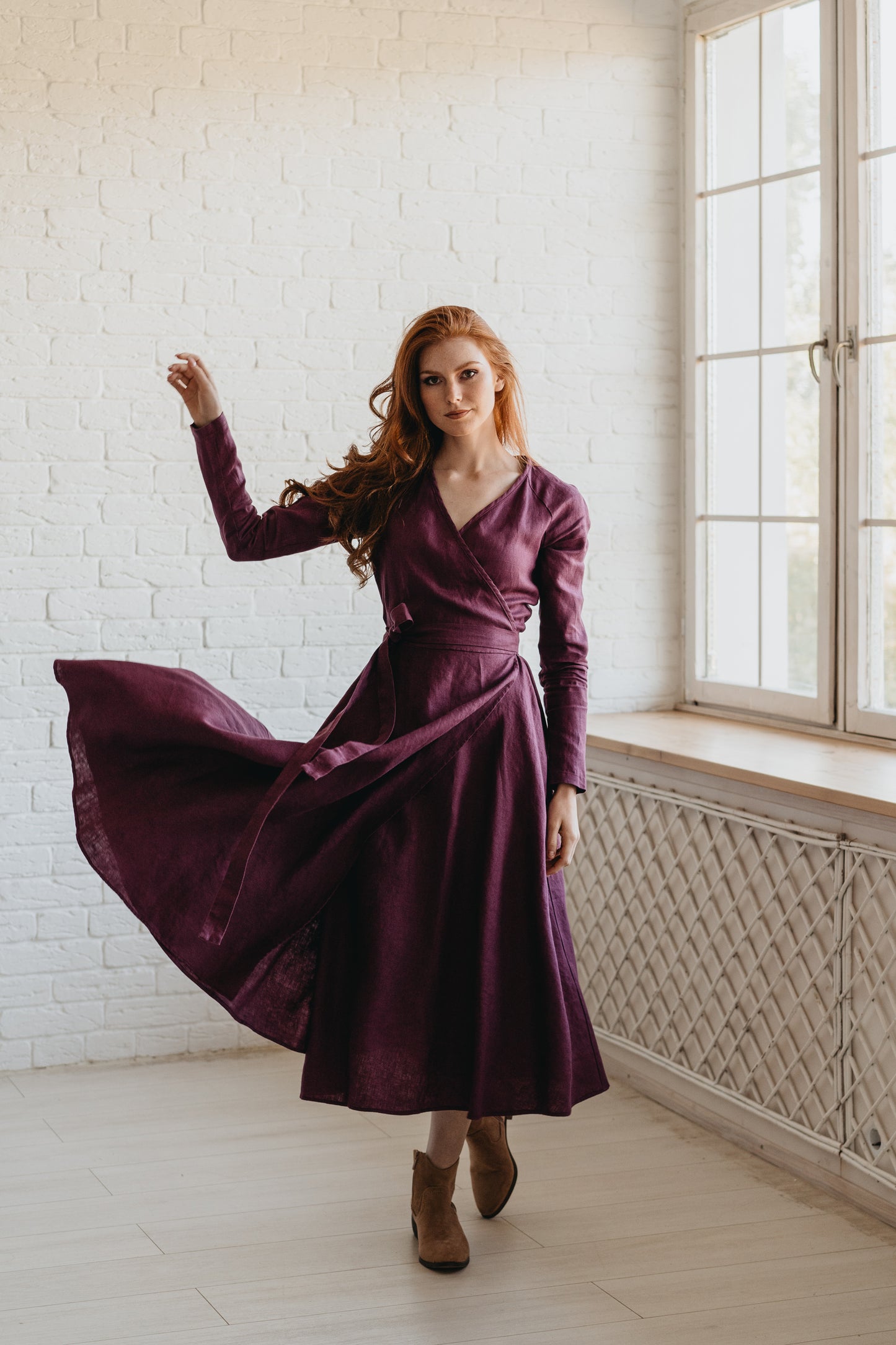 Linen A-Line Midi Dress, VisibleArtShop
