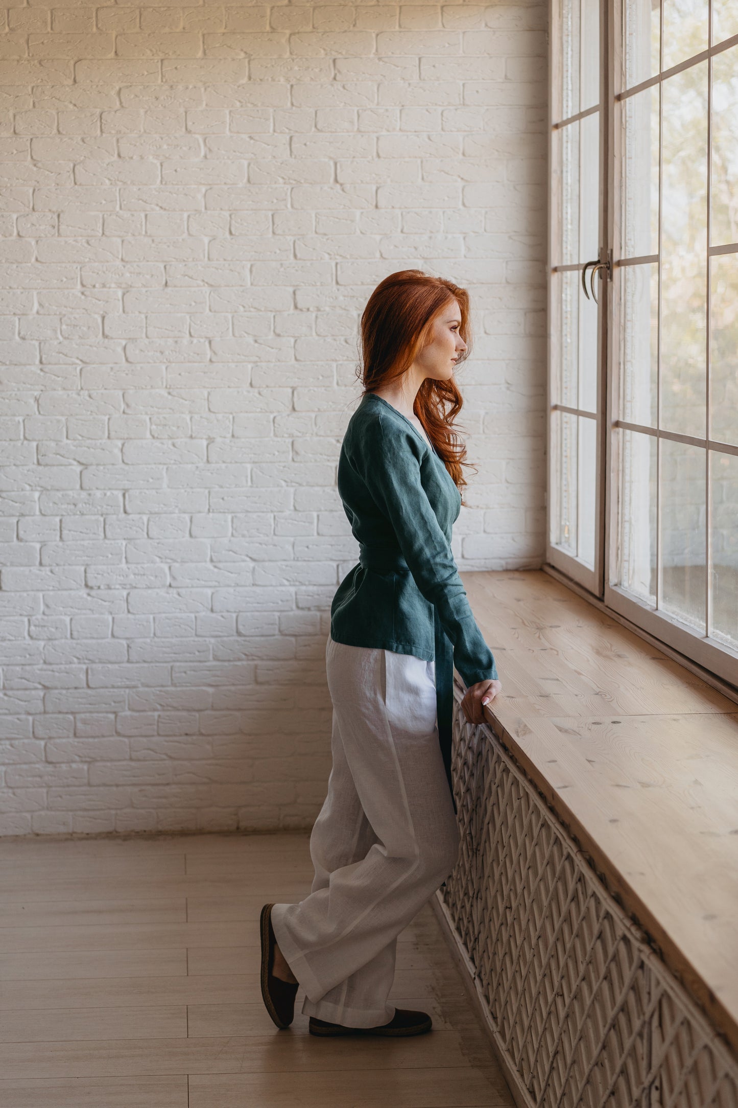 Elongated Minimalist Linen Wrap Top