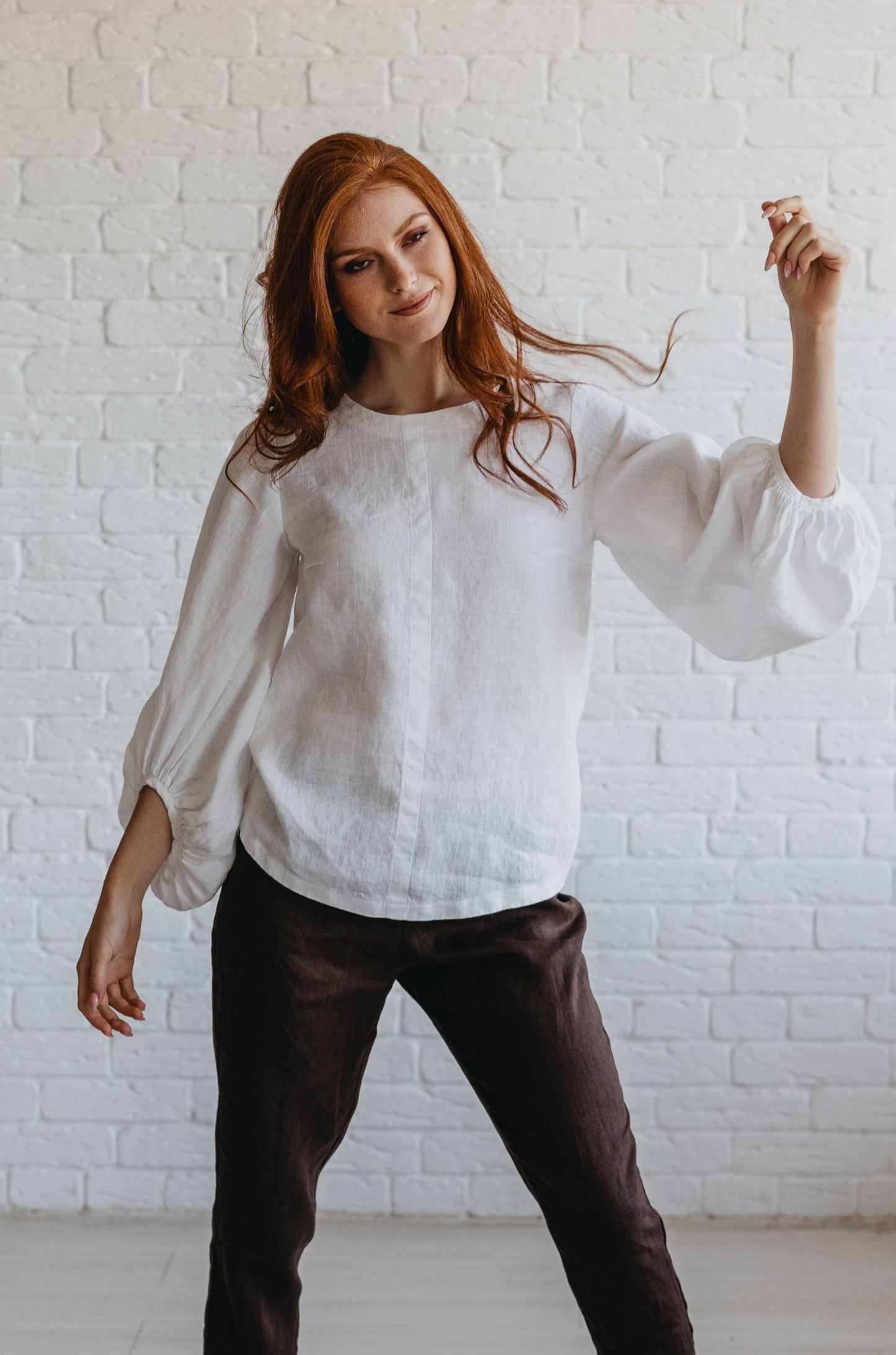 Puff Sleeve Linen Top, VisibleArtShop