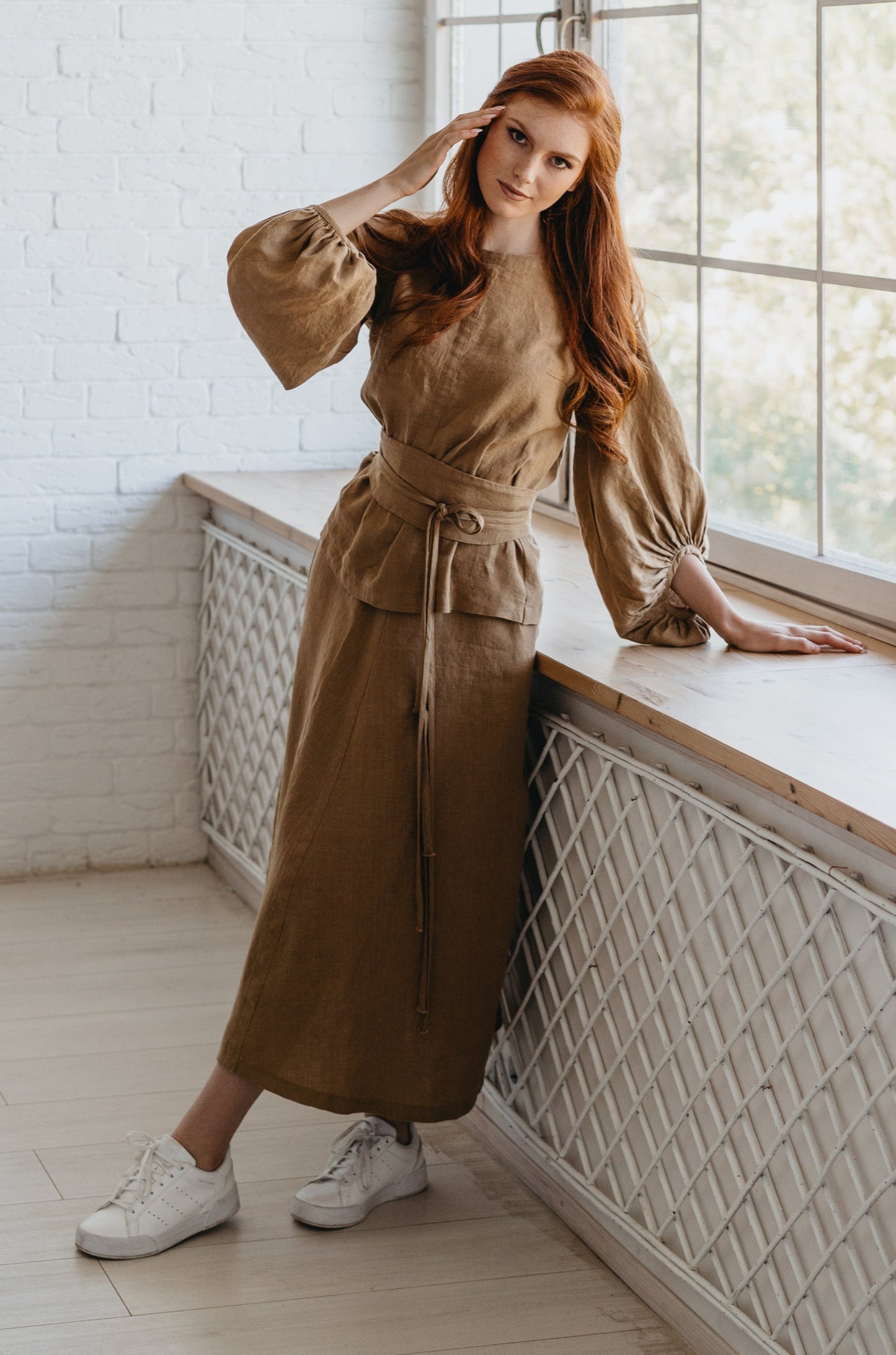 Puff Sleeve Linen Top, VisibleArtShop