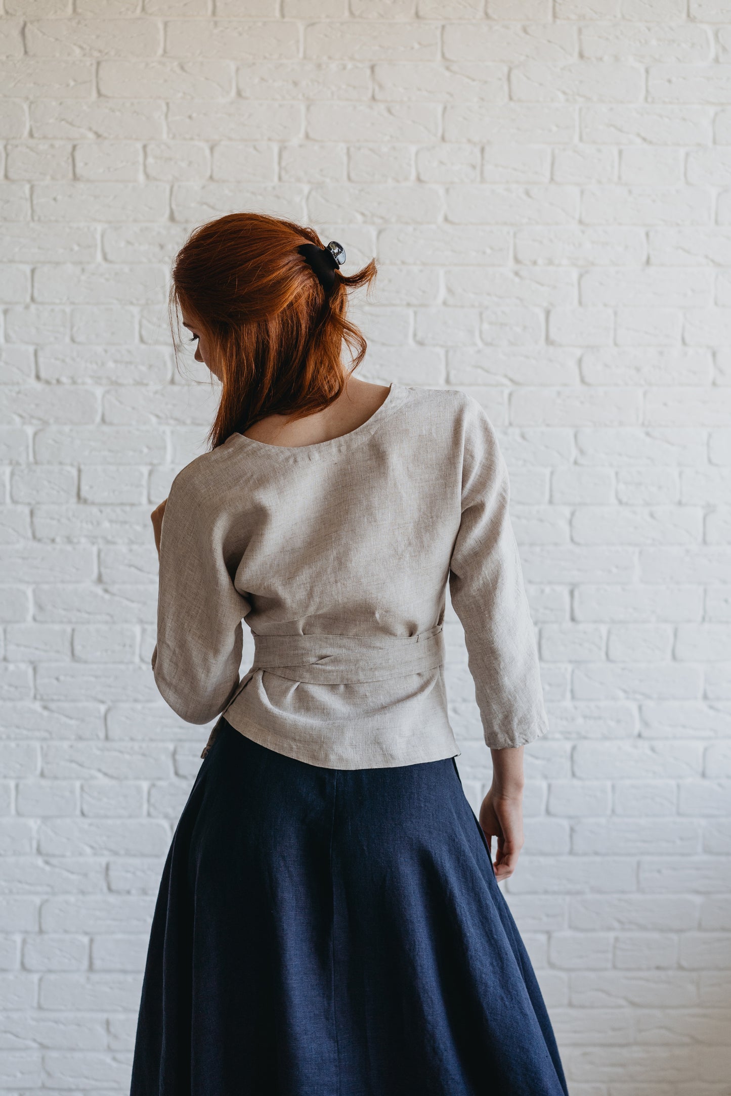 Reversible Minimalist Linen Wrap Top, VisibleArtShop