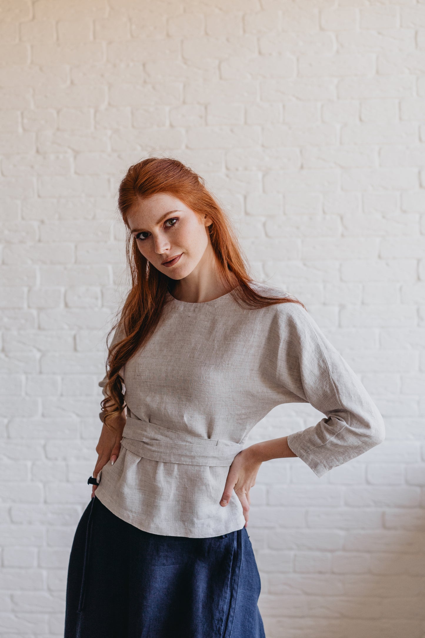 Reversible Minimalist Linen Wrap Top, VisibleArtShop