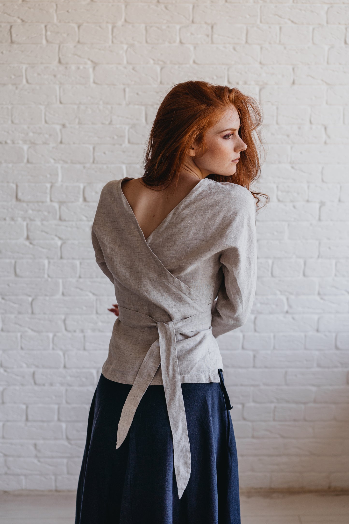 Reversible Minimalist Linen Wrap Top, VisibleArtShop