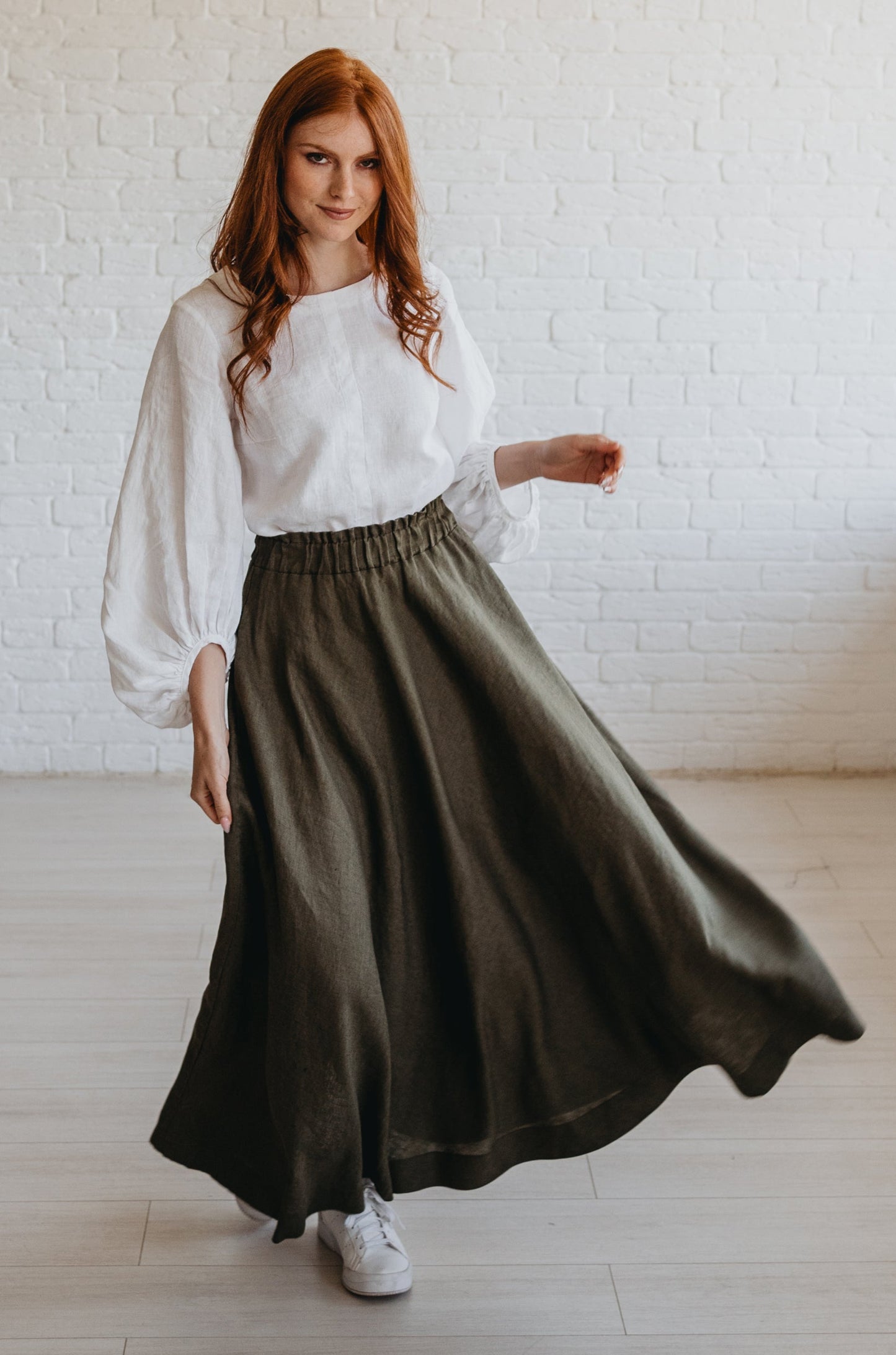 Heavyweight Linen Skirt with Pockets, VisibleArtShop