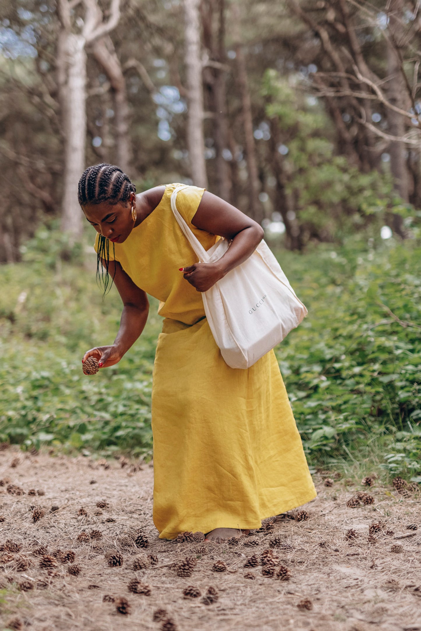 Long Linen Dress with Cap Sleeves, VisibleArtShop