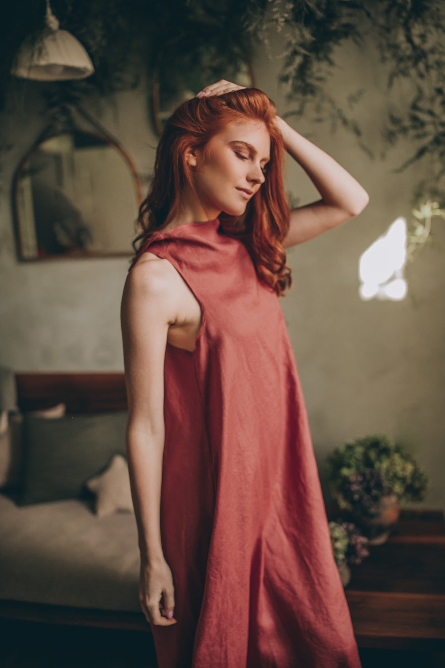 Cowl Neck Linen Dress, VisibleArtShop