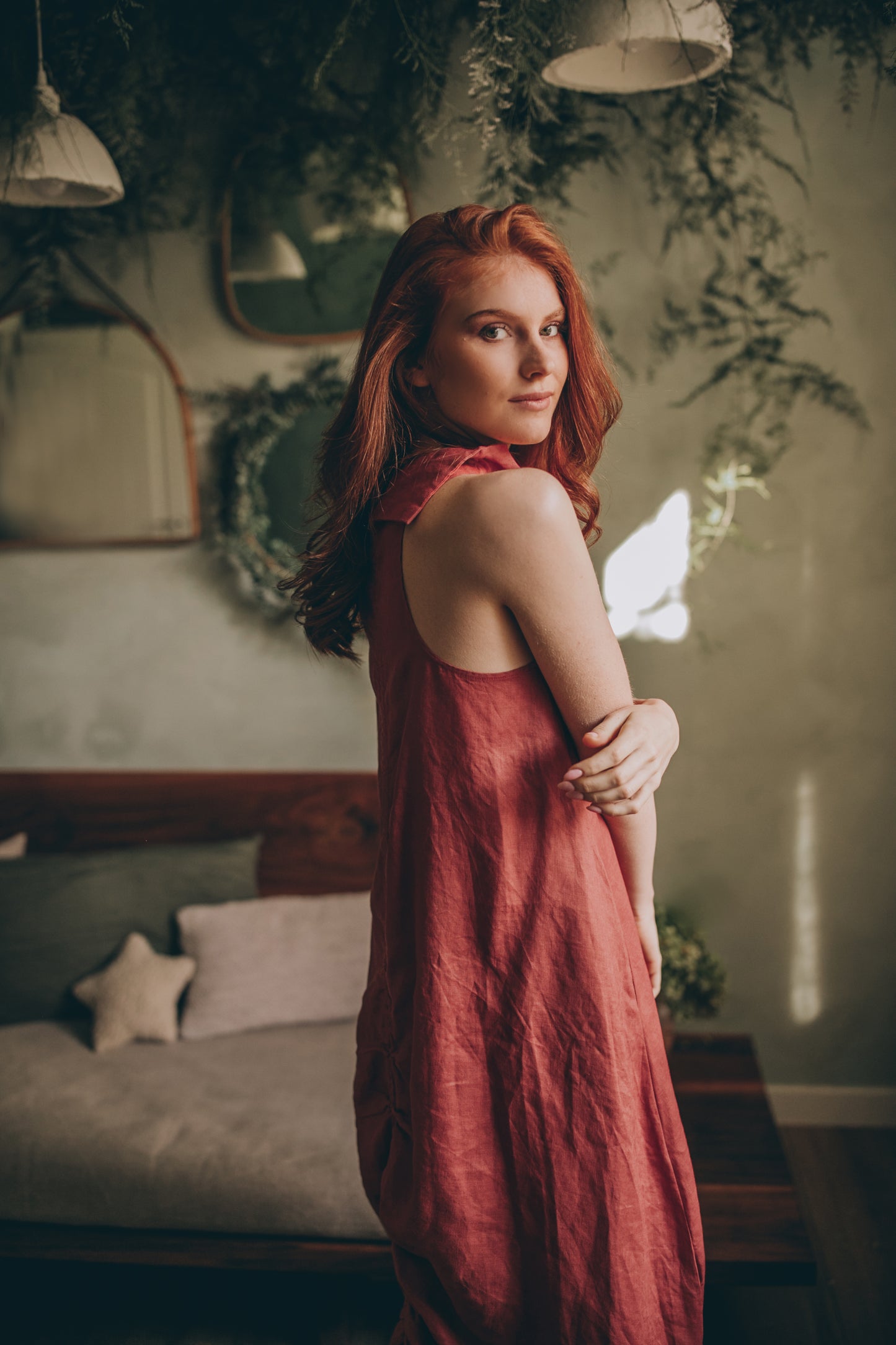 Cowl Neck Linen Dress, VisibleArtShop