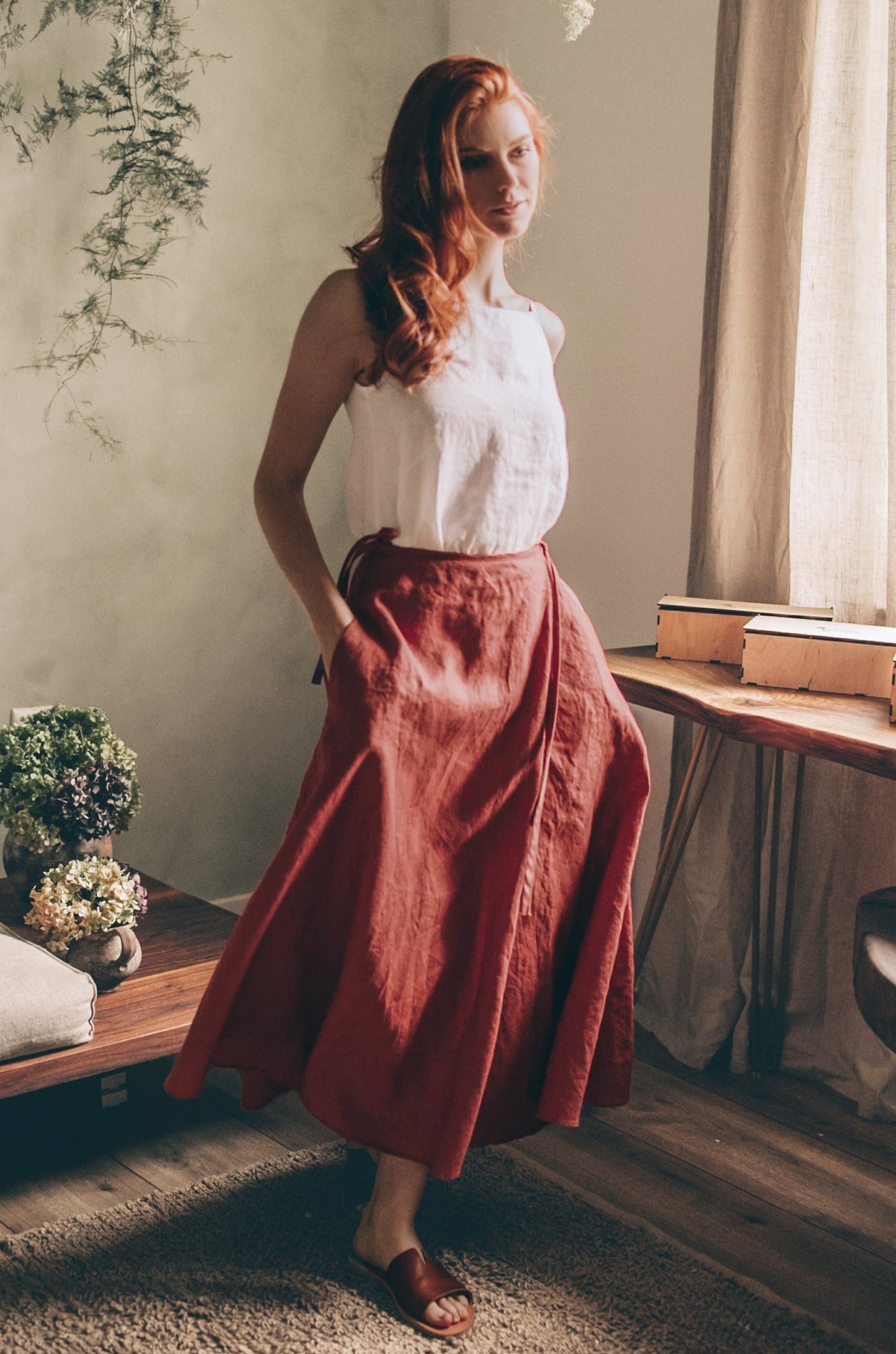 Linen Boat Neck Top, VisibleArtShop