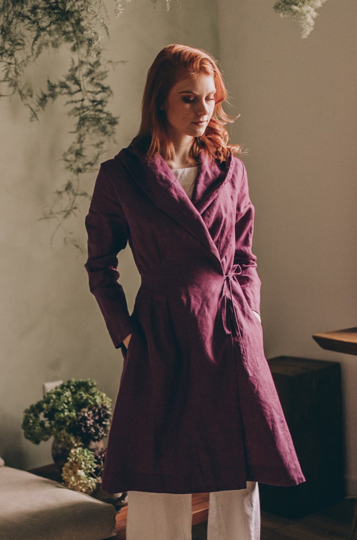 Midi Length Summer Linen Coat, VisibleArtShop
