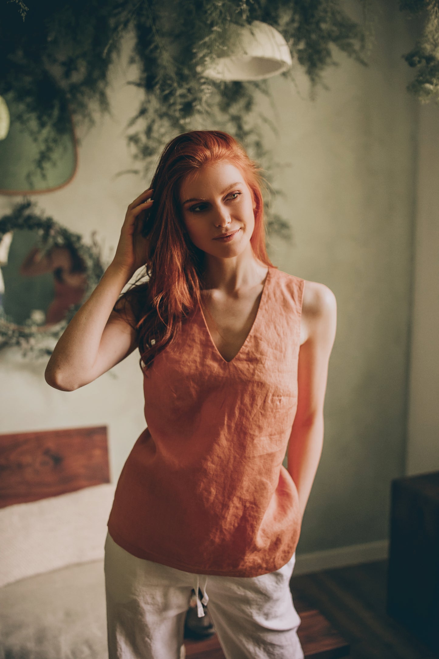 Cross-Back Linen Top, VisibleArtShop