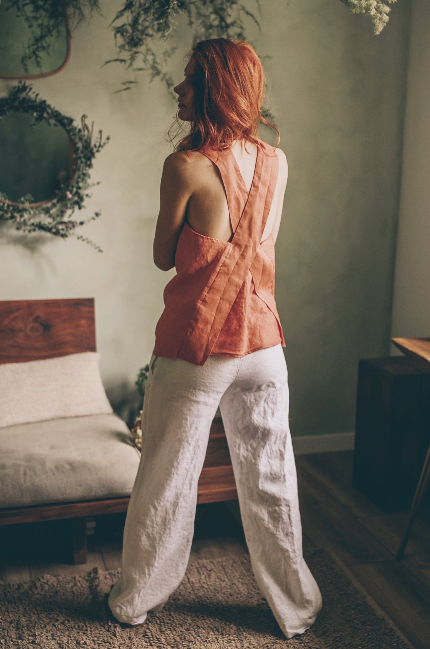 Cross-Back Linen Top, VisibleArtShop