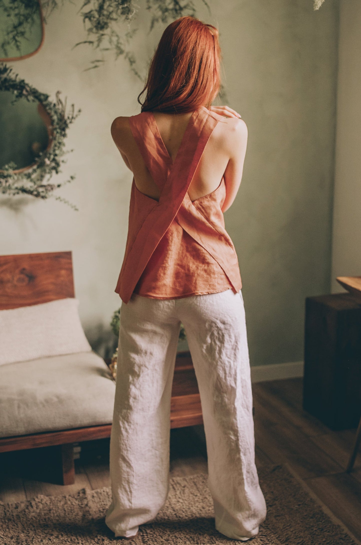 Cross-Back Linen Top, VisibleArtShop