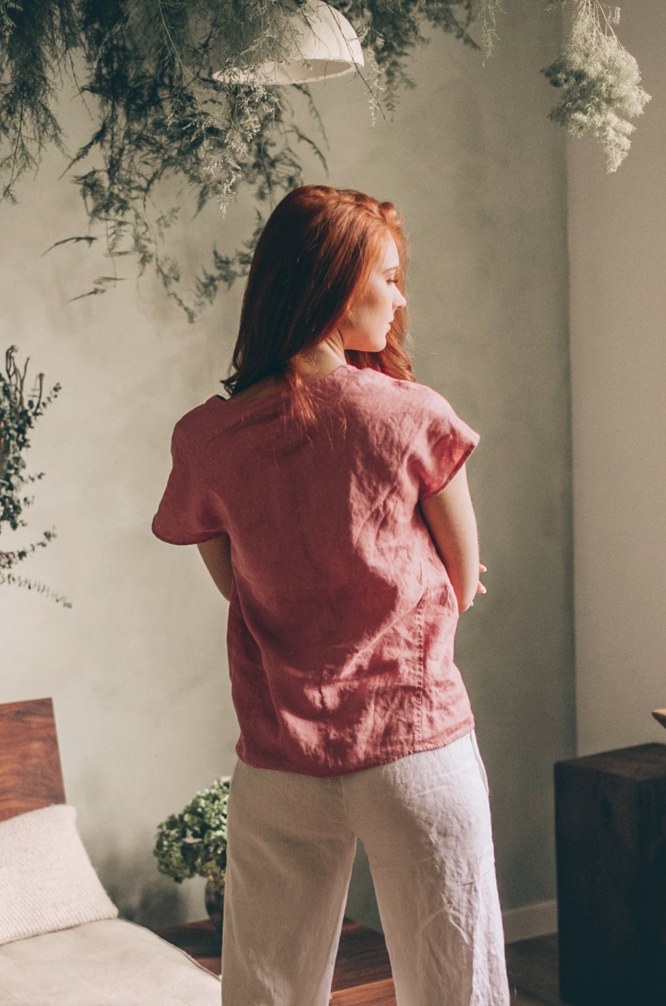 Linen Shirt Top with Stitched Detailing, VisibleArtShop