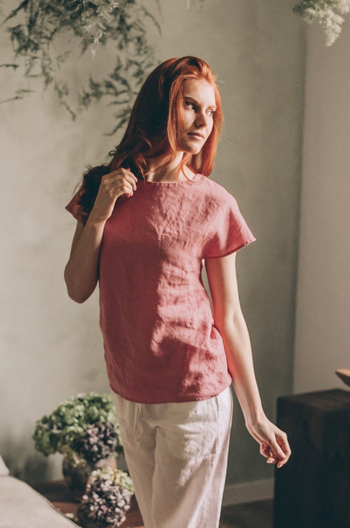 Linen Shirt Top with Stitched Detailing, VisibleArtShop