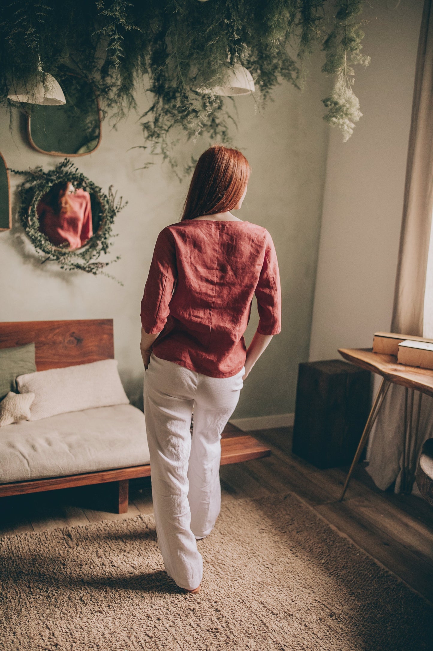 Essential Linen 3/4 Sleeve Top, VisibleArtShop