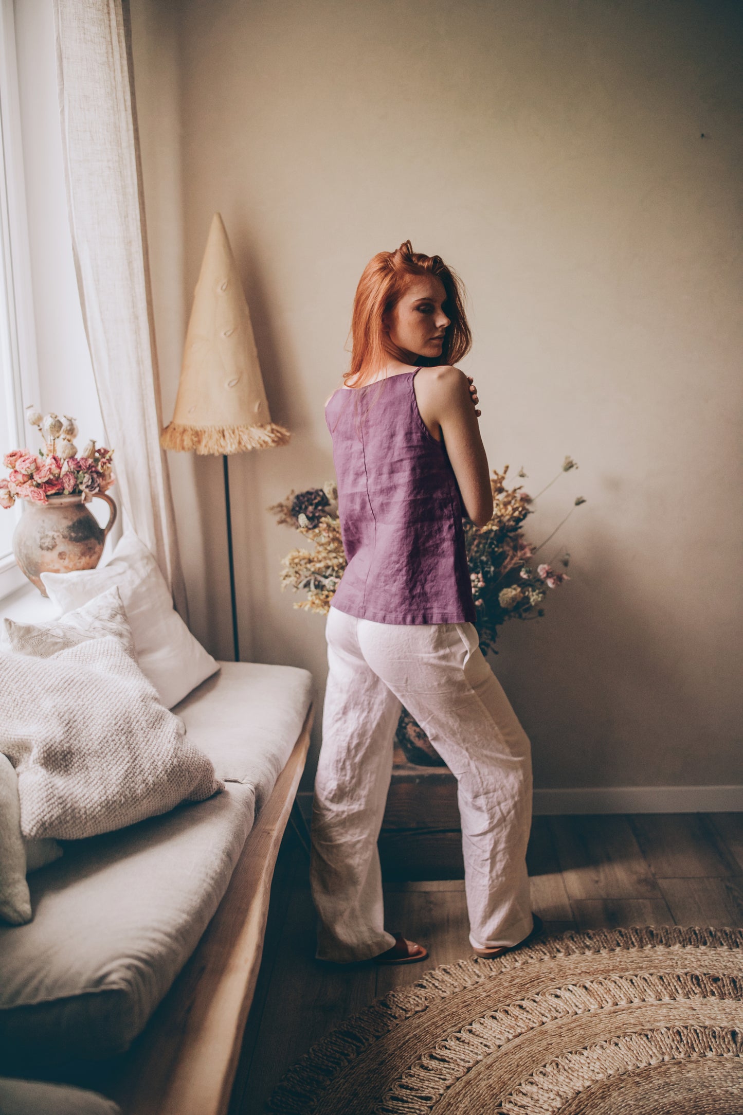 Straight Neck Linen Top, VisibleArtShop