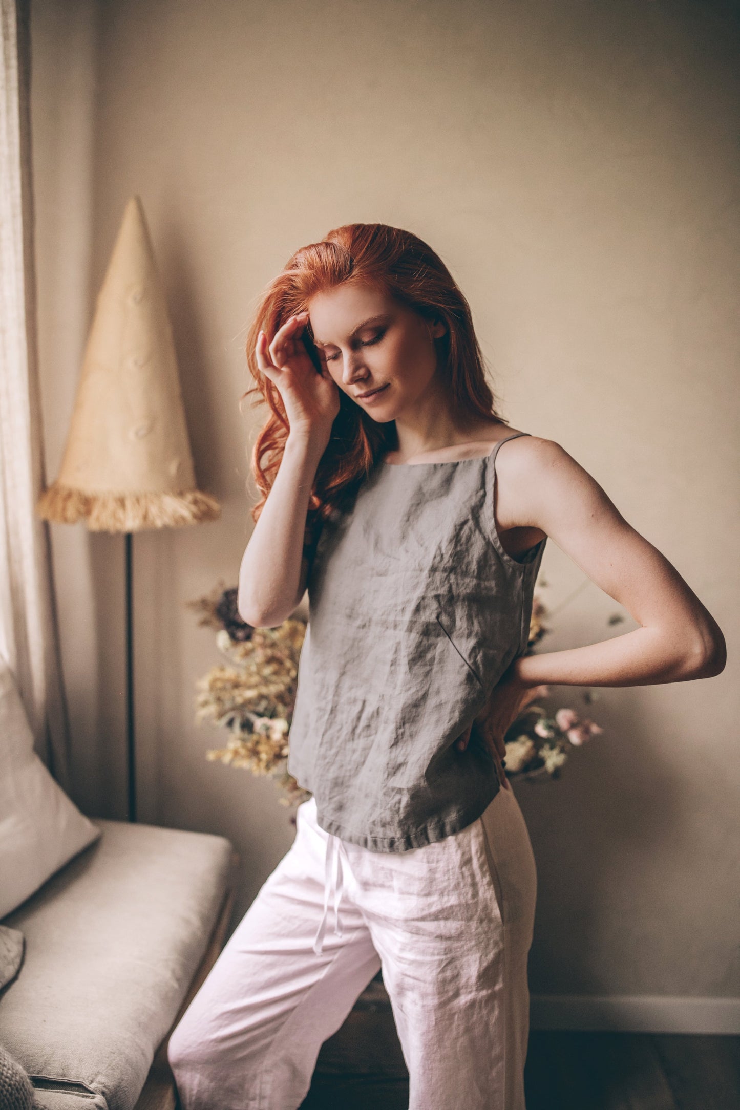 Linen Boat Neck Top, VisibleArtShop