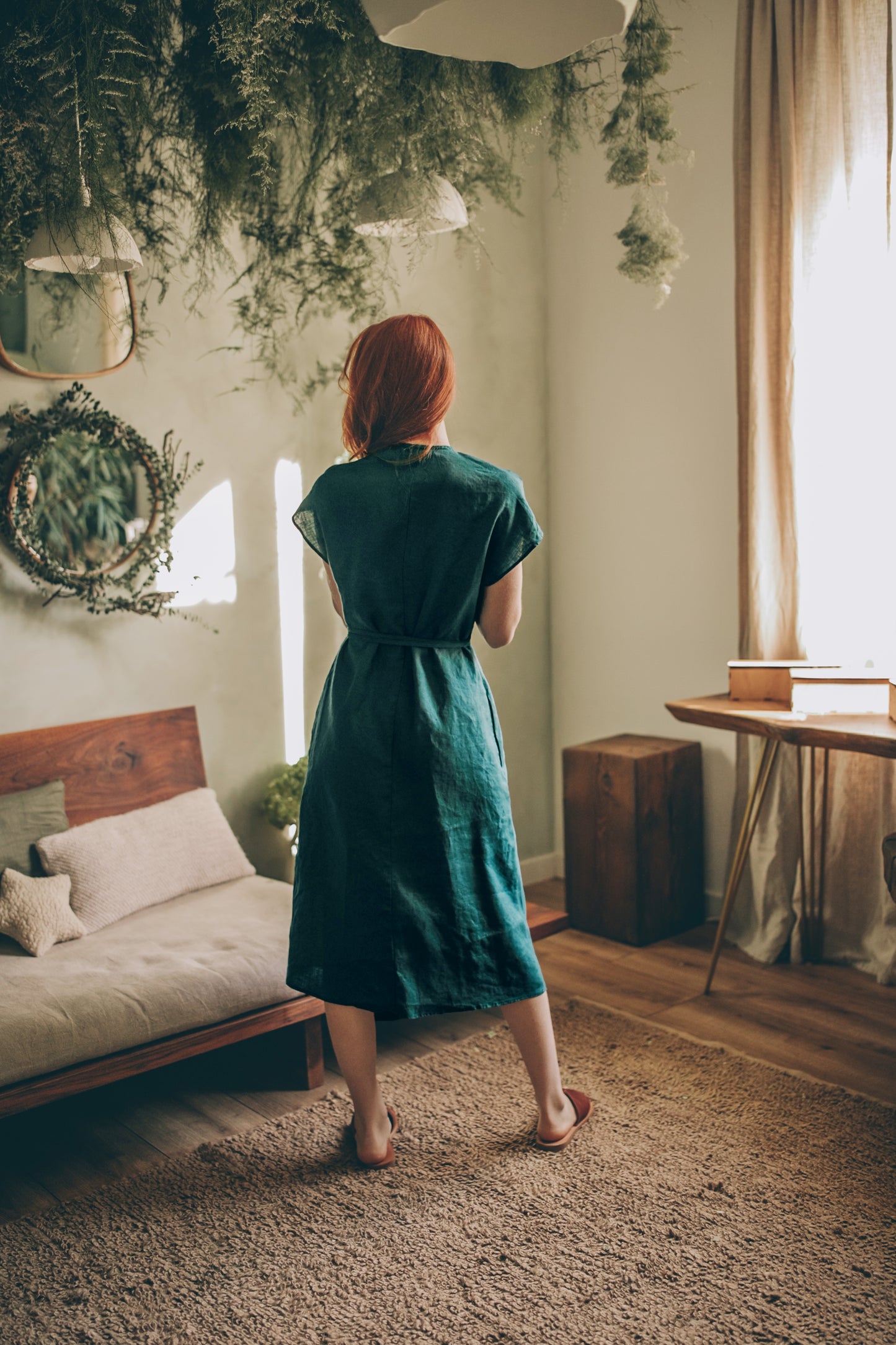 Cap Sleeve Linen Wrap Dress, VisibleArtShop