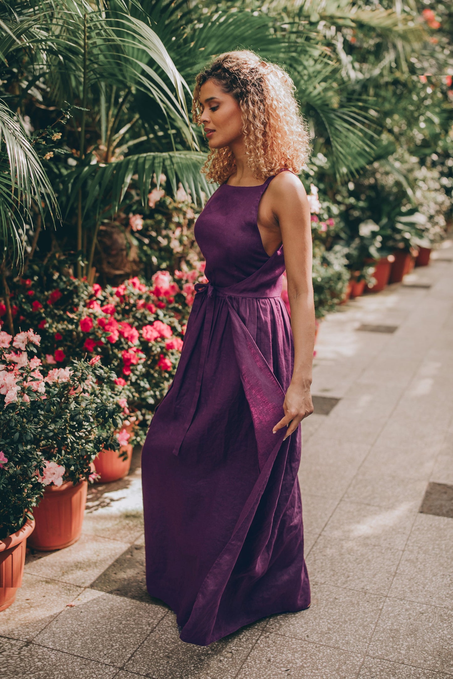 Double Wrap Linen Maxi Dress, VisibleArtSho