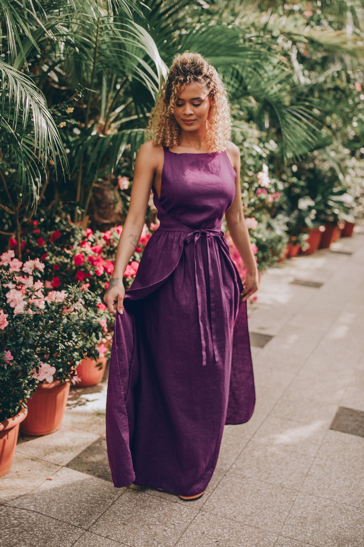 Double Wrap Linen Maxi Dress, VisibleArtSho