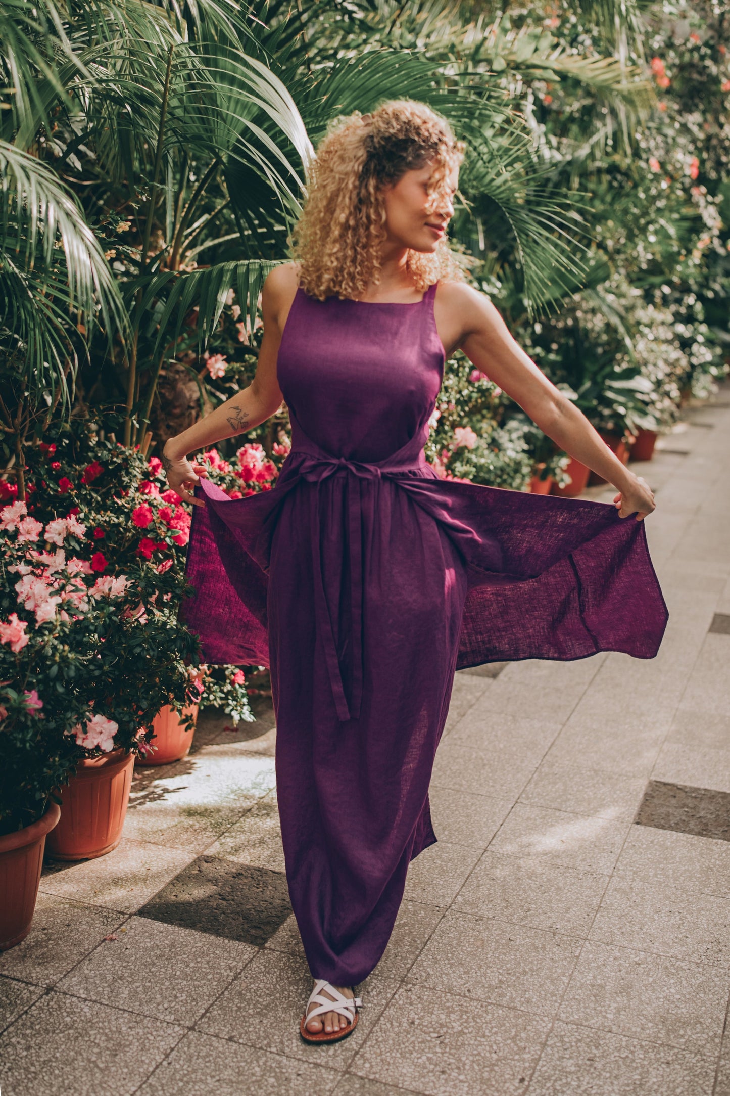 Double Wrap Linen Maxi Dress, VisibleArtSho