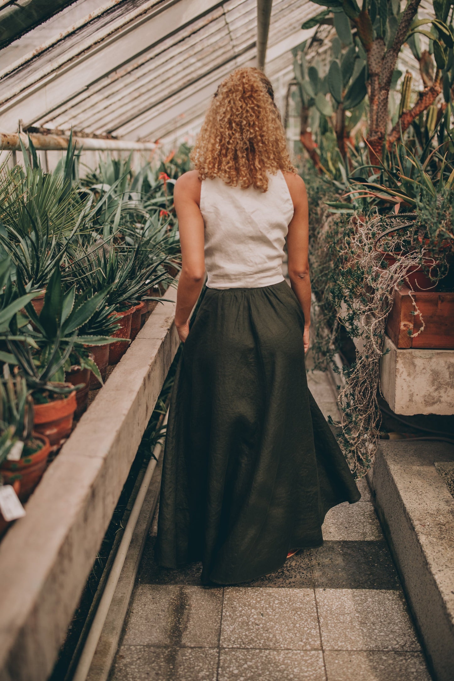Flared Linen Wrap Skirt