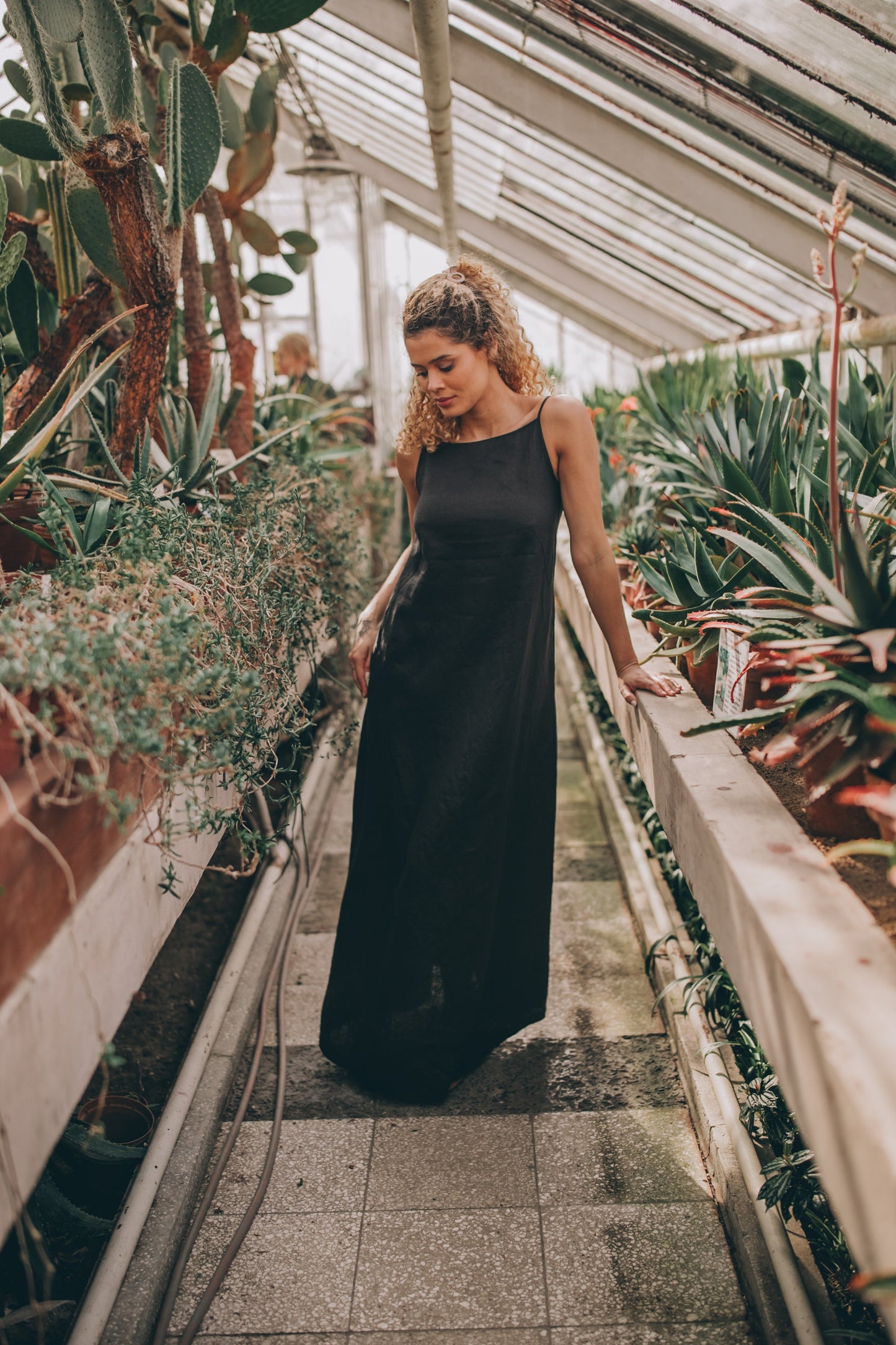 Sleeveless Linen Maxi Dress with pockets, Visibleartshop