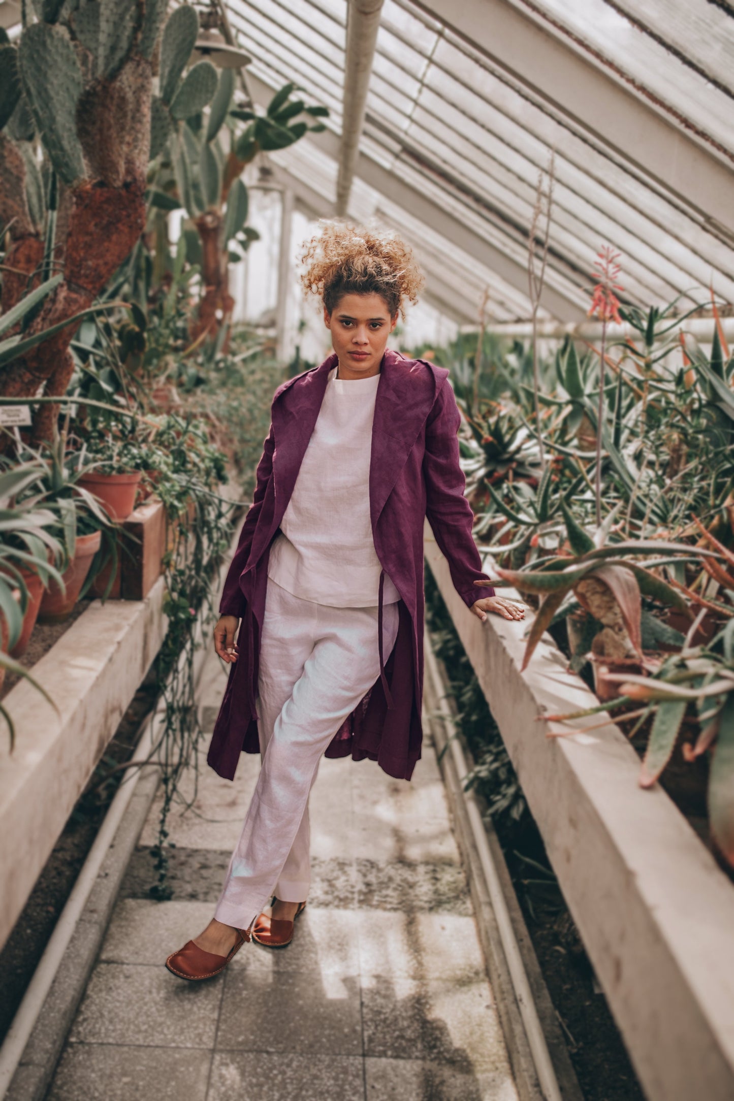 Midi Length Summer Linen Coat, Visibleartshop