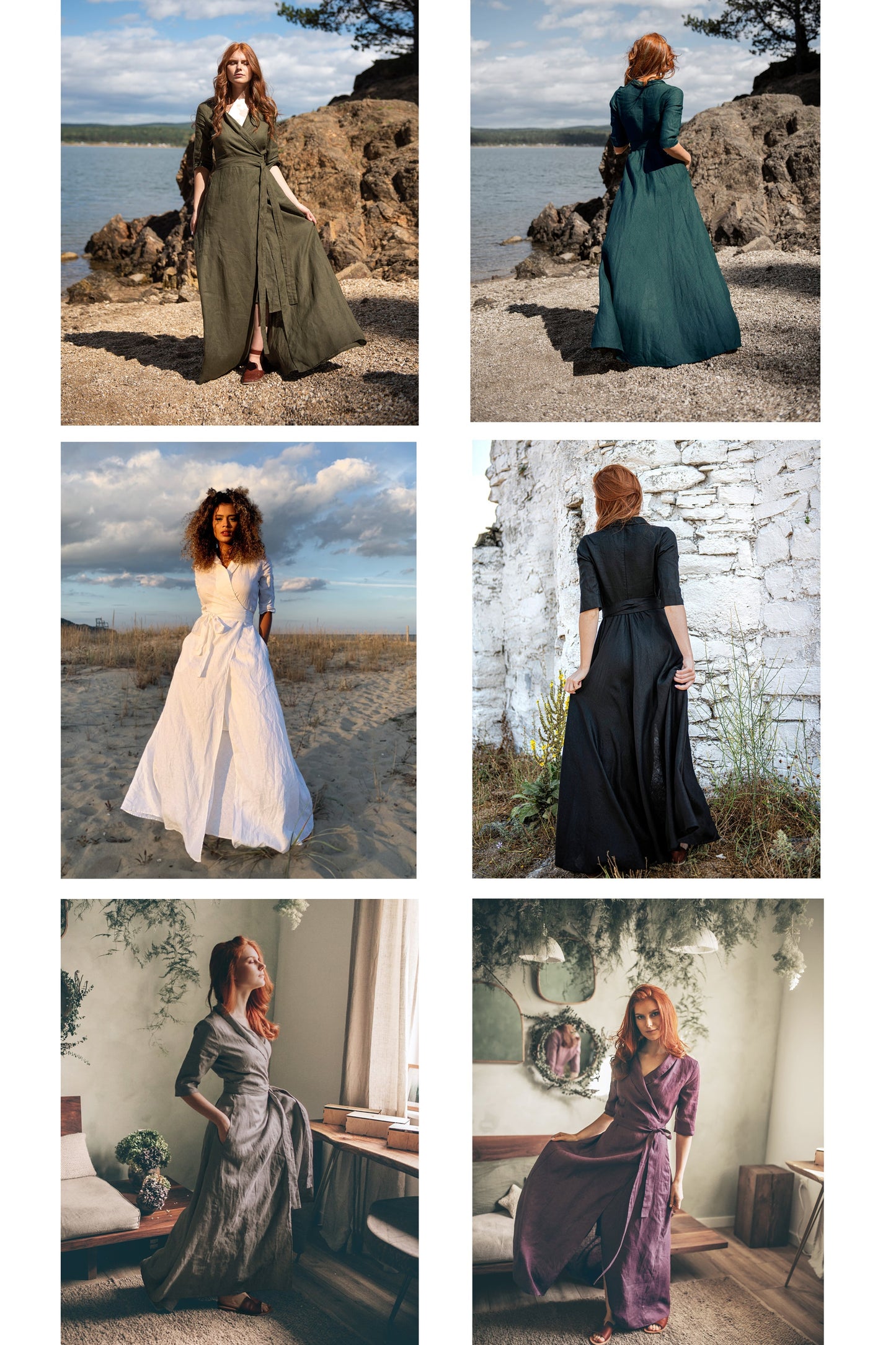 Linen A-Line Dress with Tie Waist, VisibleArtShop