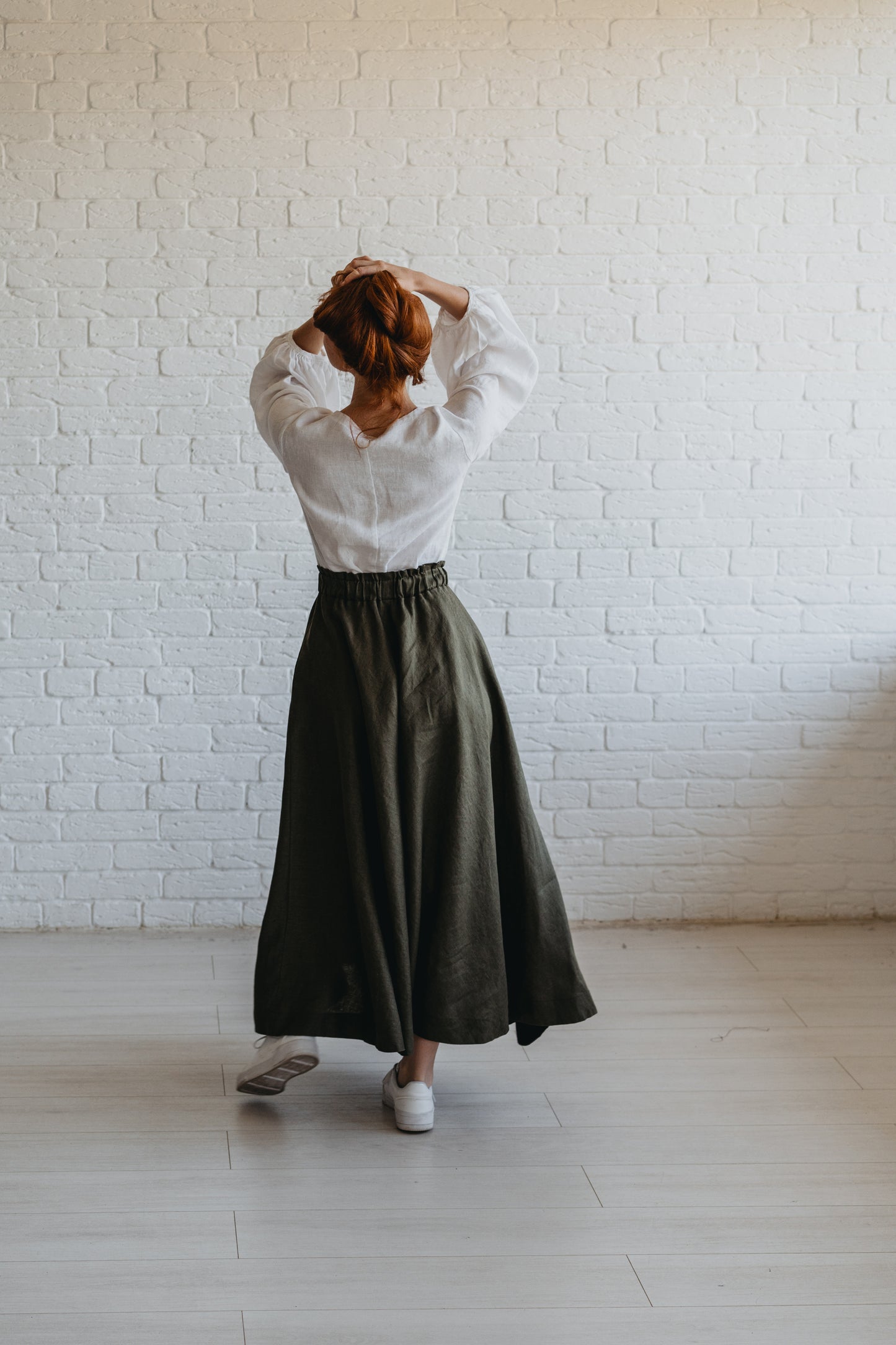 Heavyweight Linen Skirt with Pockets, VisibleArtShop