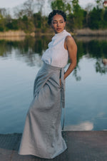 Linen Wrap Skirt - visibleartshop