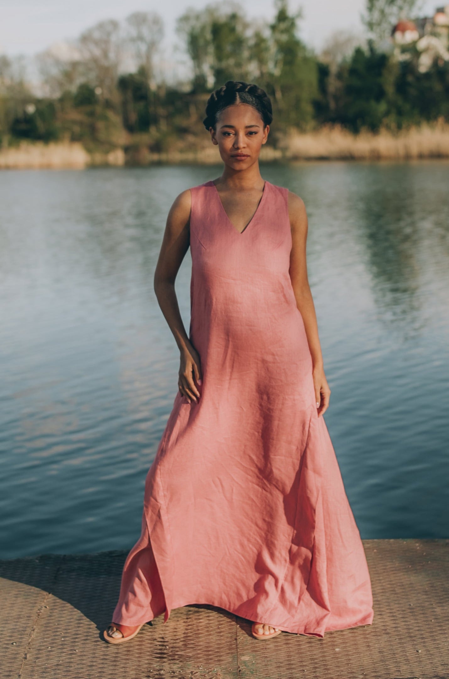 Cross-Back Linen Maxi Dress Cross-Back Linen Maxi Dress