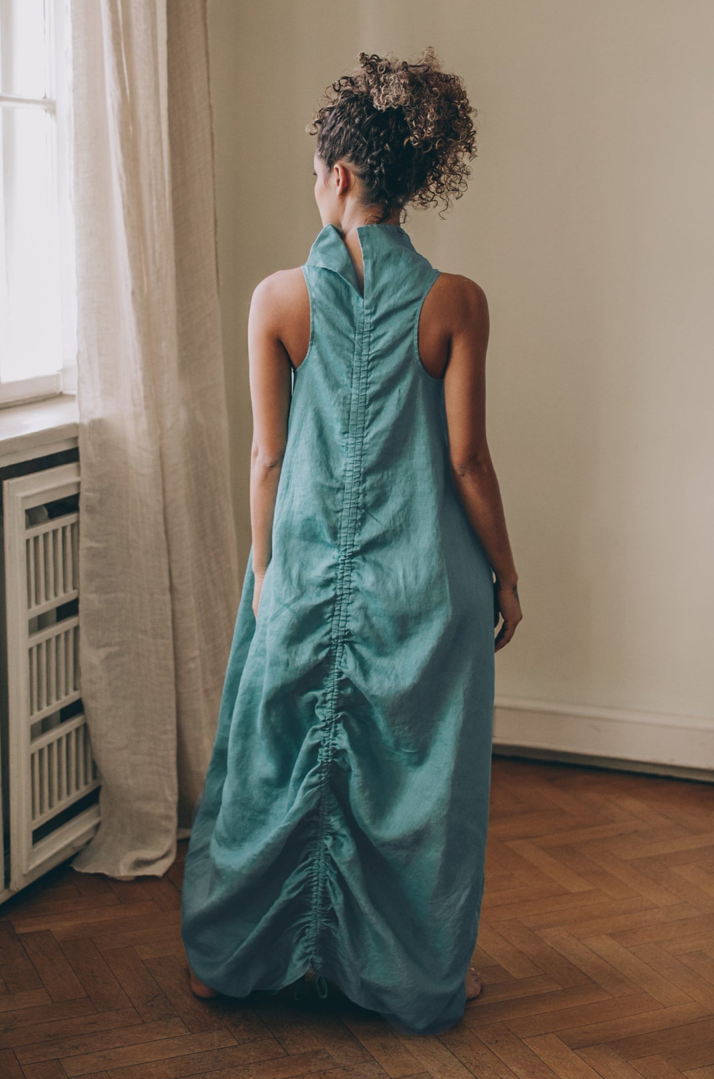 Cowl Neck Linen Dress, VisibleArtShop