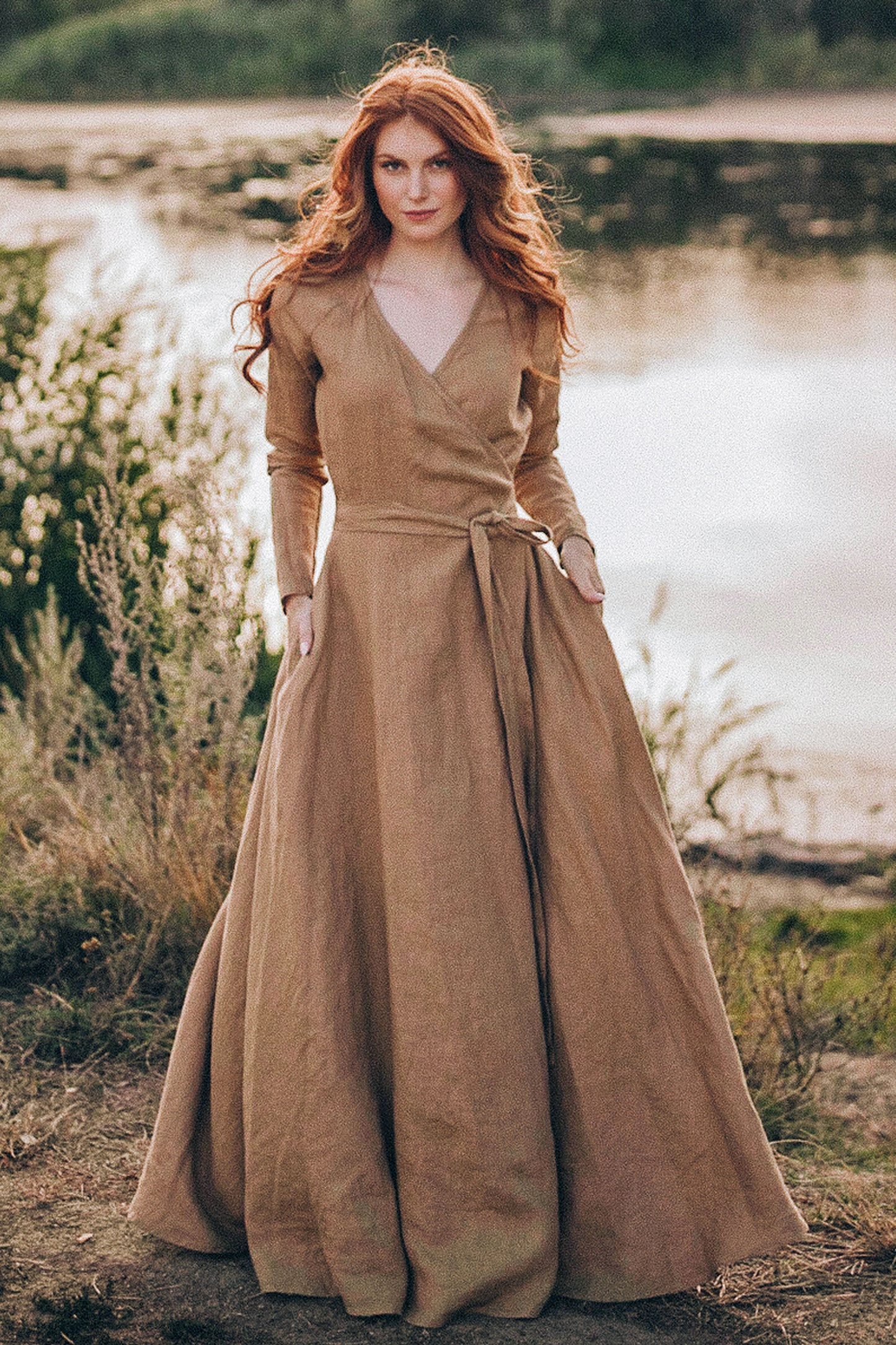 Rich Linen Wrap Dress, VisibleArtShop