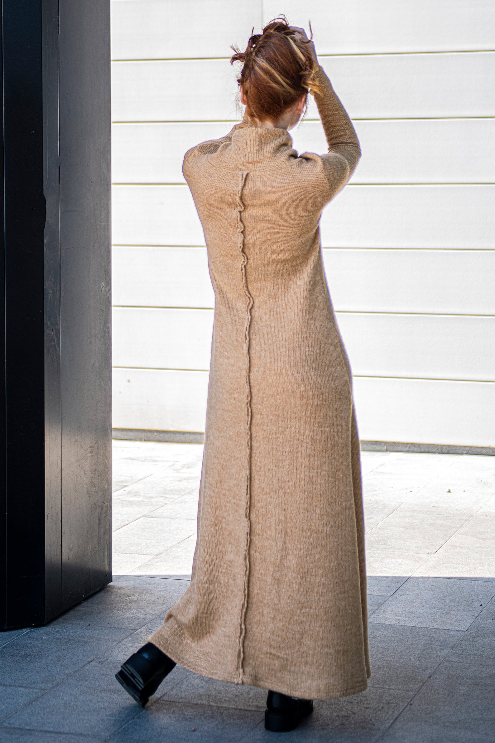 Long Sweater Dress, Knit Dress, Turtleneck Dress, Beige Dress, Warm Dress, Knit Winter Dress, Oversized Sweater Dress Plus Size Dress for Women, 2XL