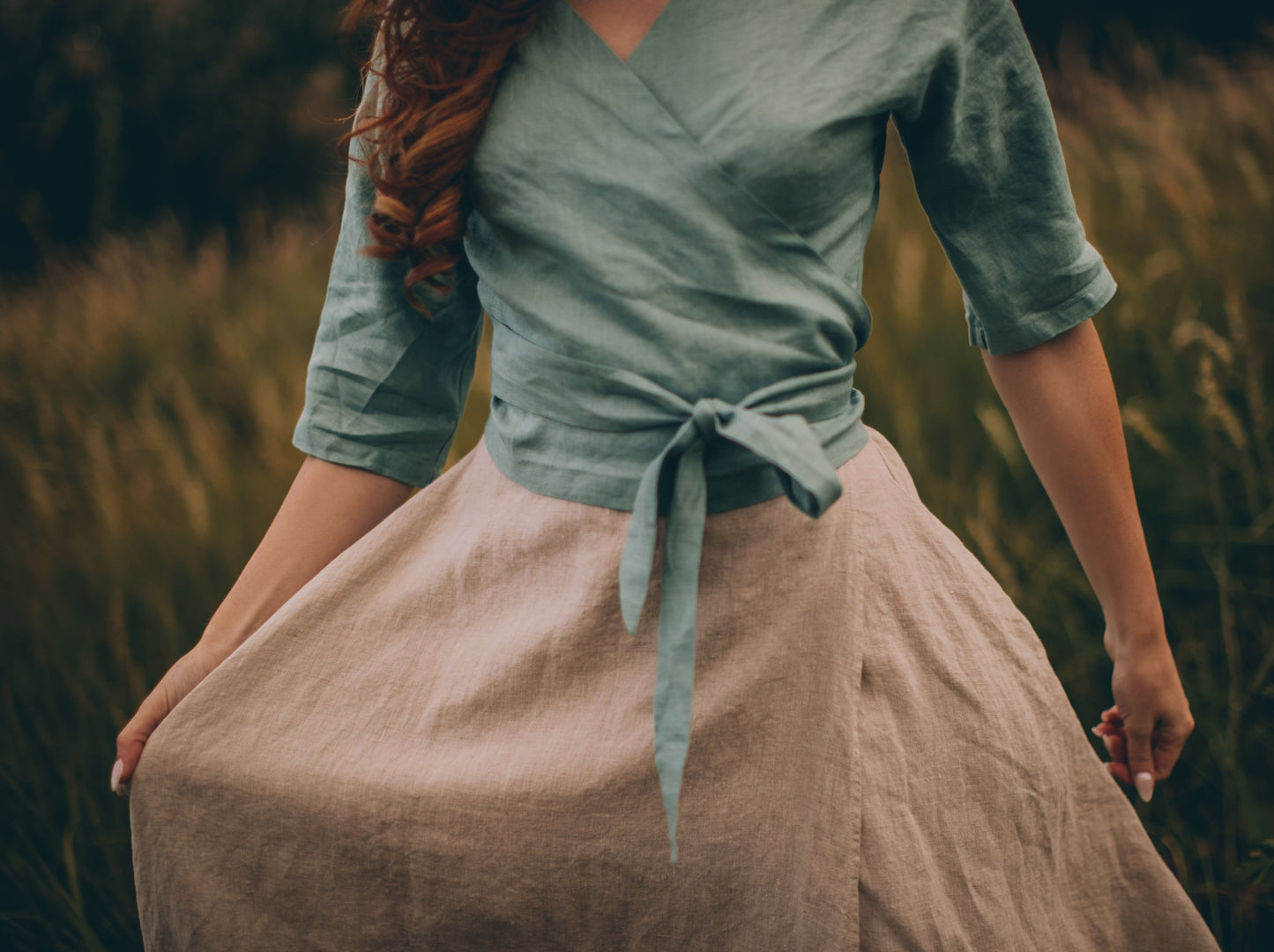 Minimalist Linen Wrap Top, VisibleArtShop