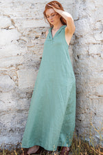 Long Linen Dress with a Hood - VisibleArtShop