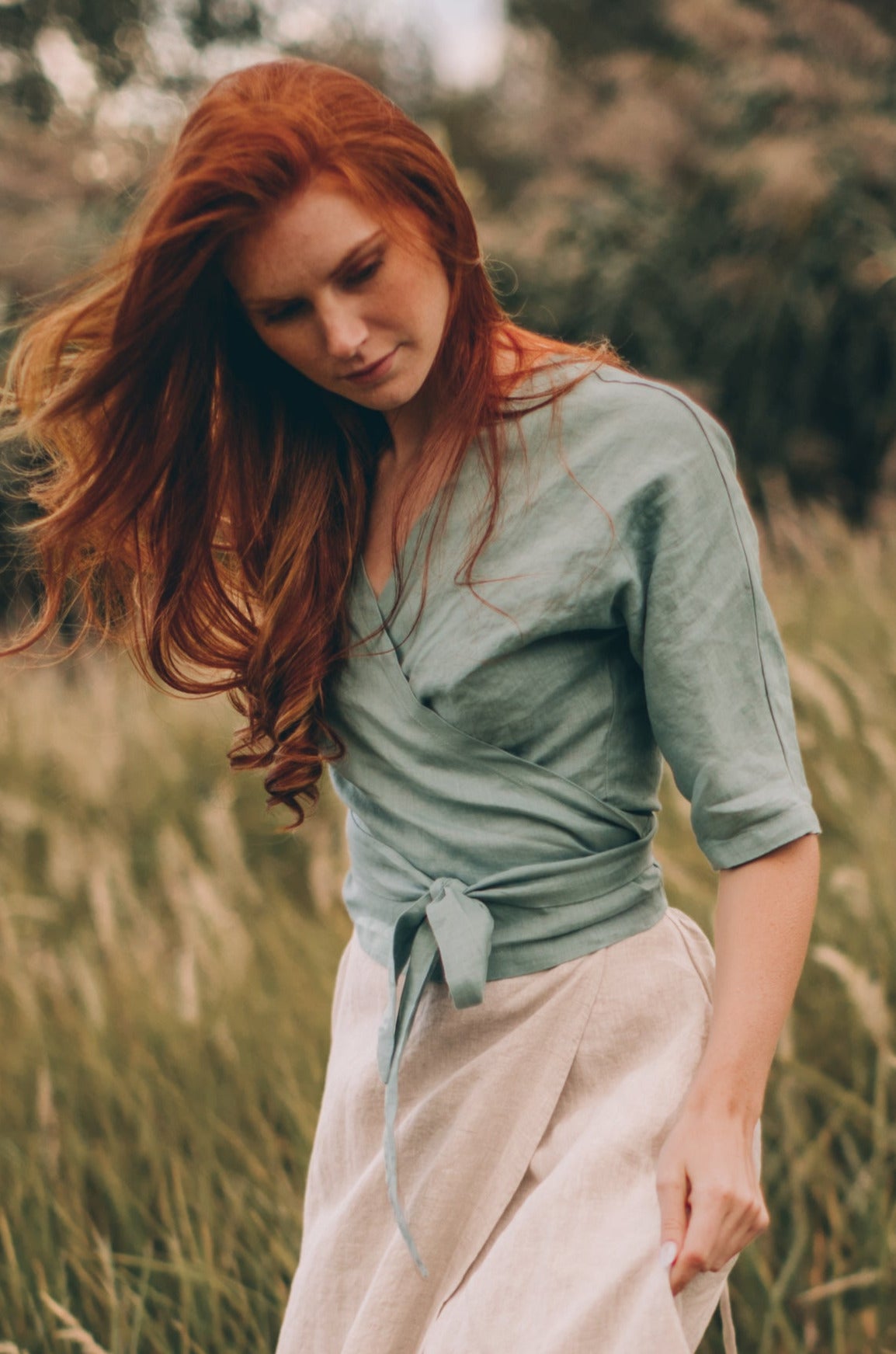 Minimalist Linen Wrap Top, VisibleArtShop